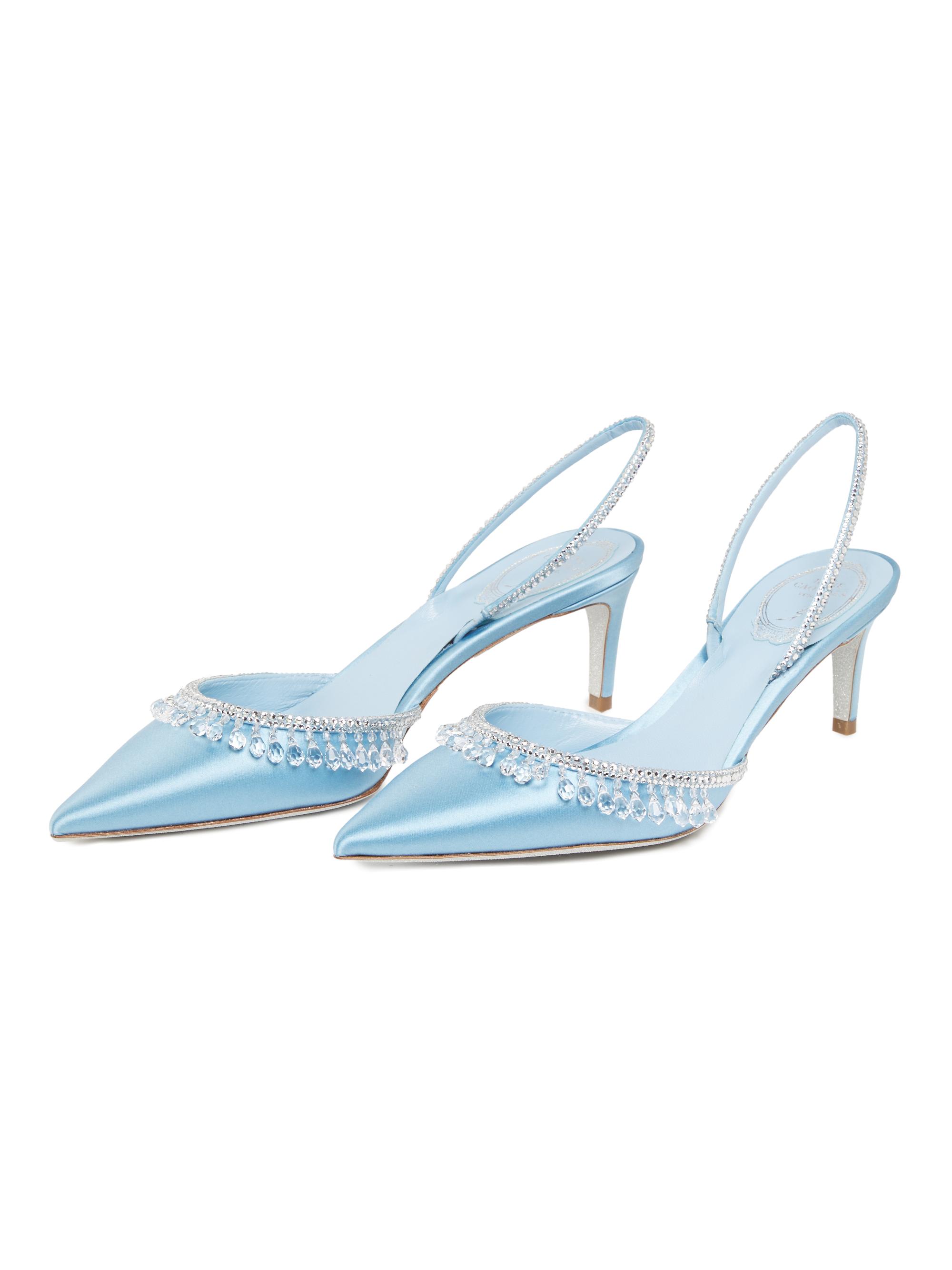 Rene Caovilla 60MM Crystal & Satin Slingback Pumps | Saks Fifth Avenue