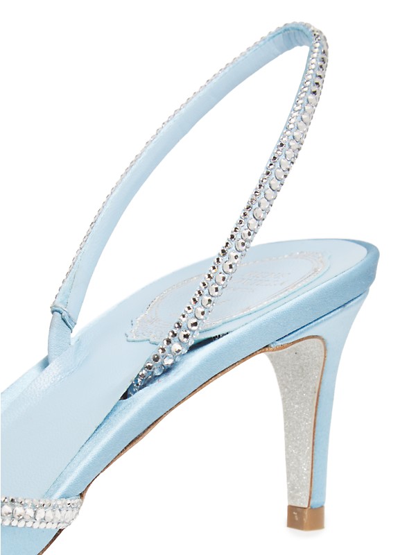 Shop Rene Caovilla 60MM Crystal & Satin Slingback Pumps Shop Rene Caovilla 60MM Crystal & Satin Slingback Pumps