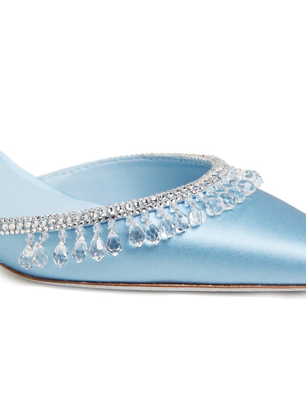 Shop Rene Caovilla 60MM Crystal & Satin Slingback Pumps Shop Rene Caovilla 60MM Crystal & Satin Slingback Pumps