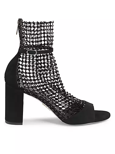 Strass Net Leather Sandals