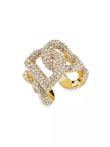 Gold-Plated & Crystal Monogram Ring