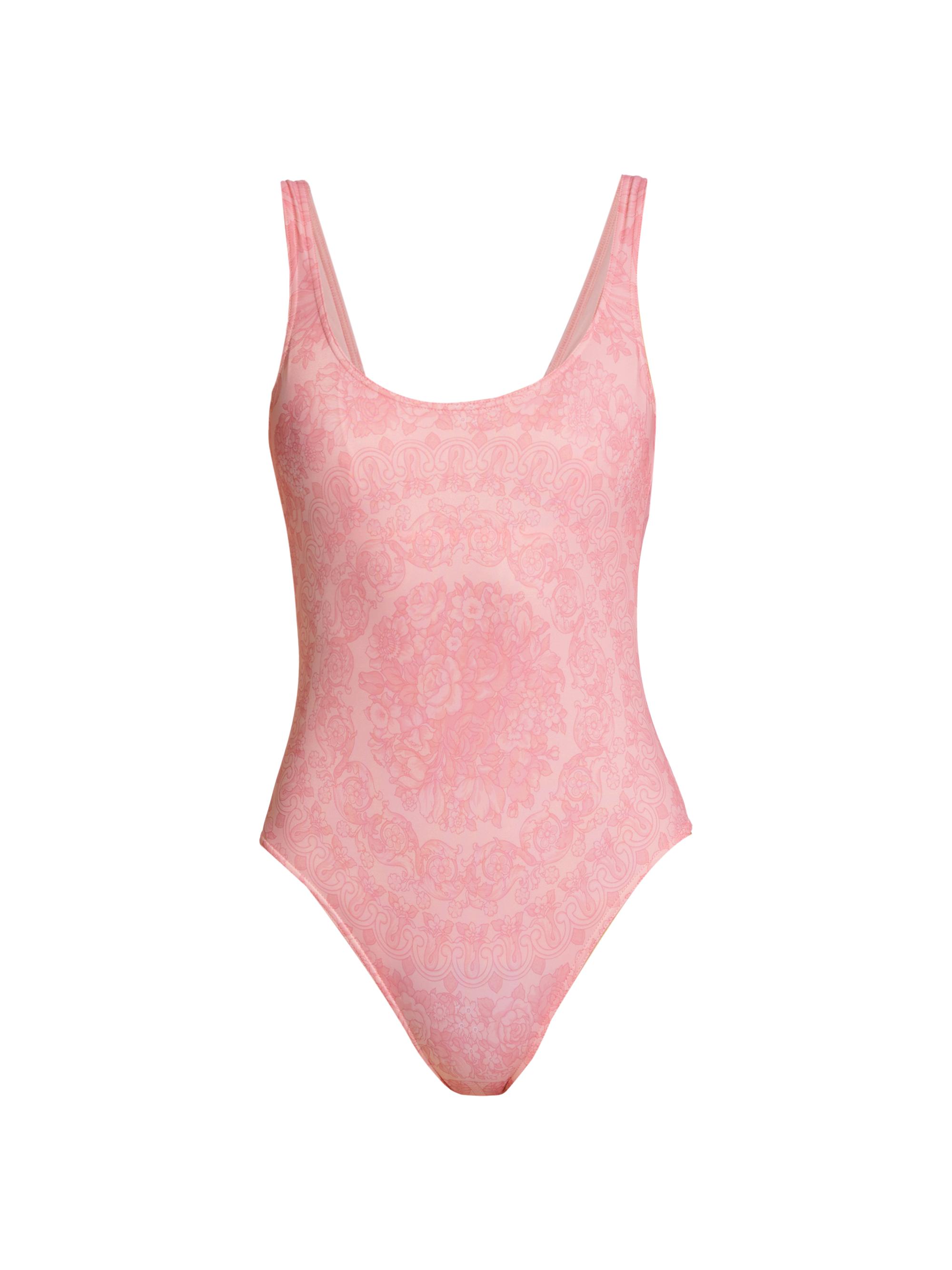 Versace Women's Floral One-Piece Swimsuit - Pale Pink