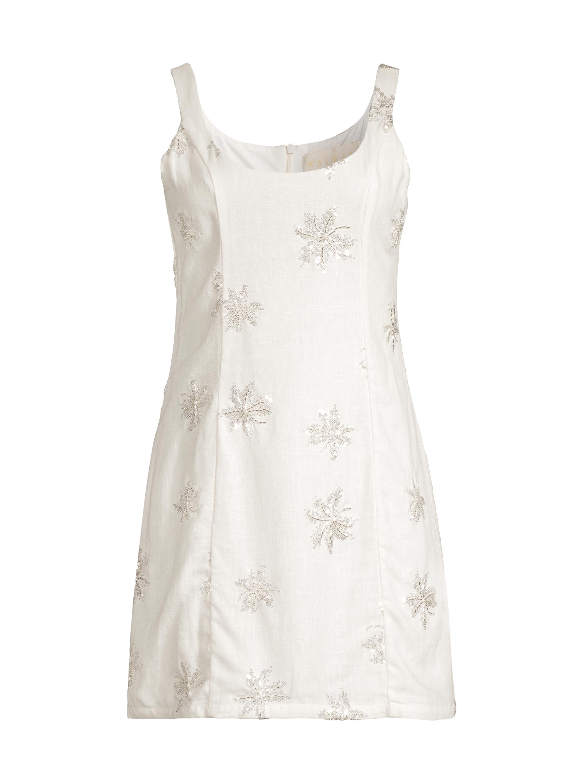 Waimari Women's Amelia Floral Sequined Linen-Blend Minidress - White