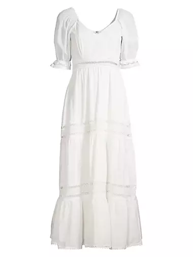 Isabella Puff-Sleeve Cotton Midi-Dress