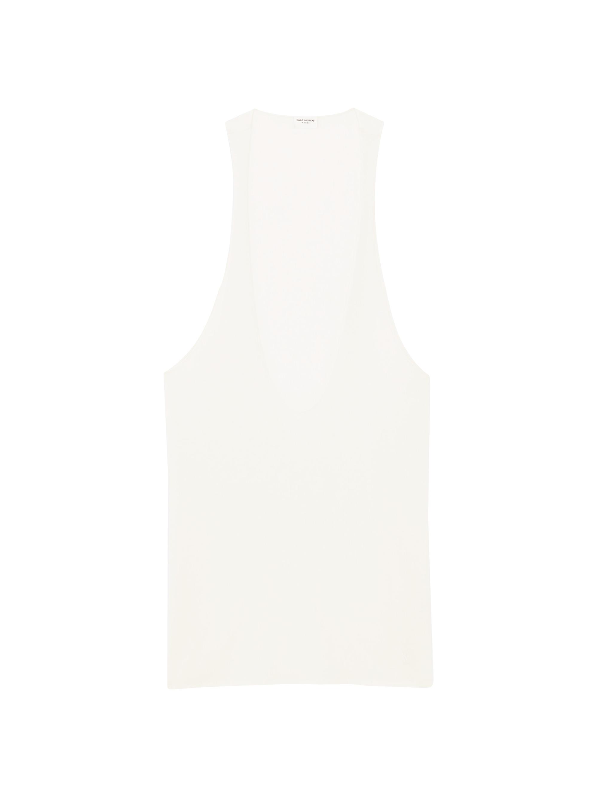 Saint Laurent Women's Cassandre Tank Top in Silk Jersey - Naturel