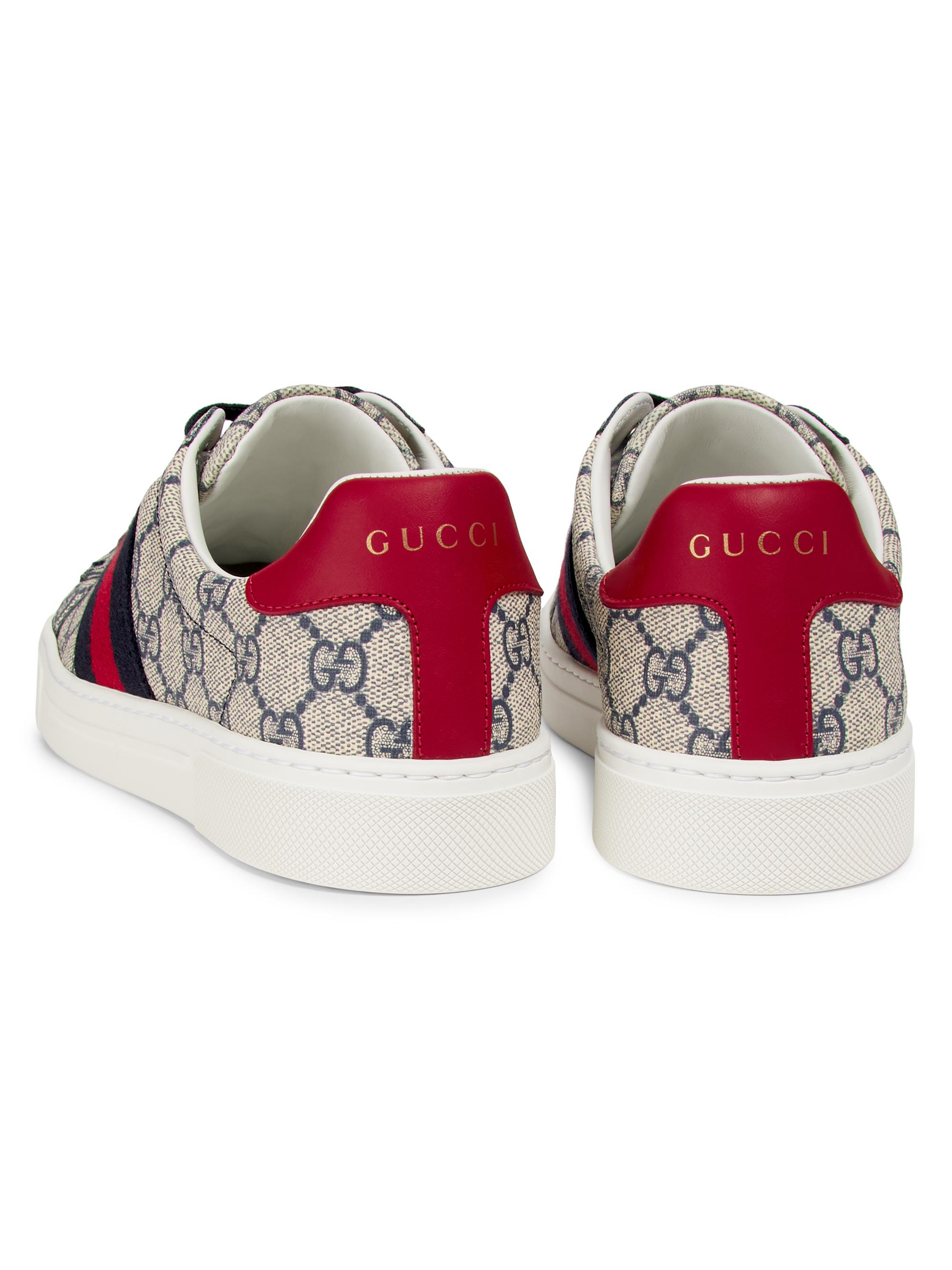 Gucci Women's Ace Monogram Sneakers - Blue Midnight - side view in Blue midnight