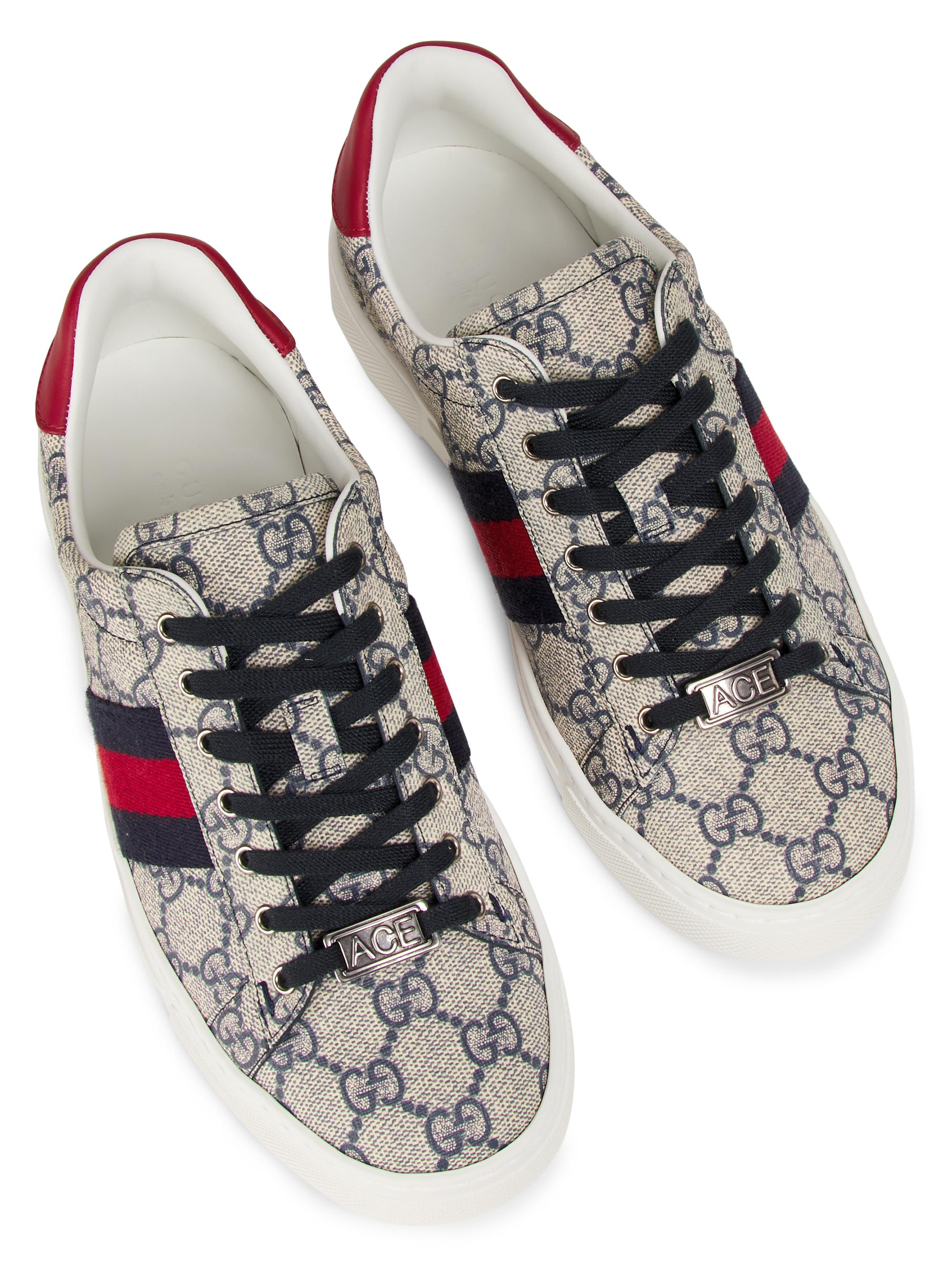 Gucci Women's Ace Monogram Sneakers - Blue Midnight - detail view in Blue midnight