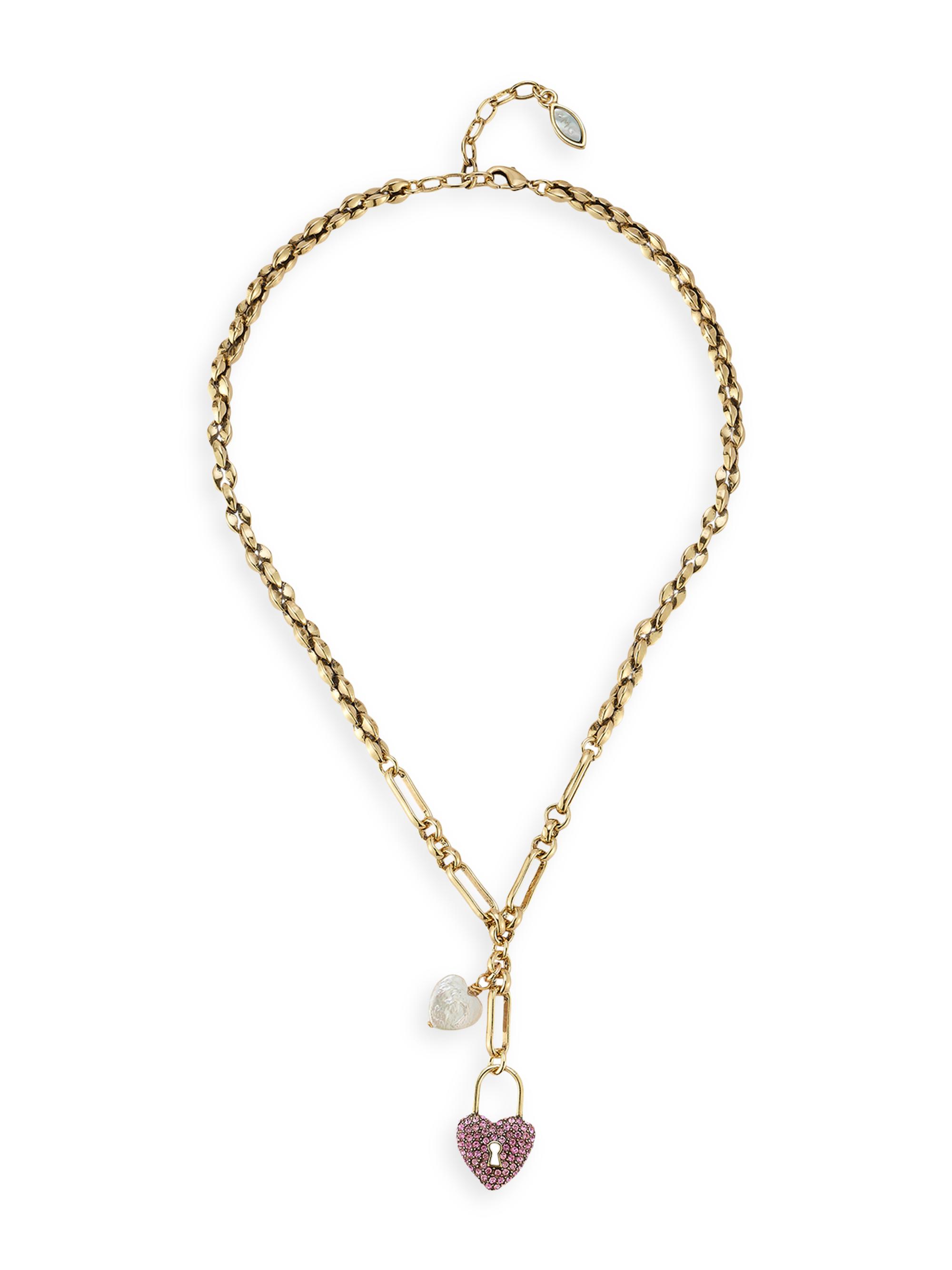 Mignonne Gavigan Women's Love Story 14K-Gold-Plated & Cubic Zirconia Chain Necklace - Pink