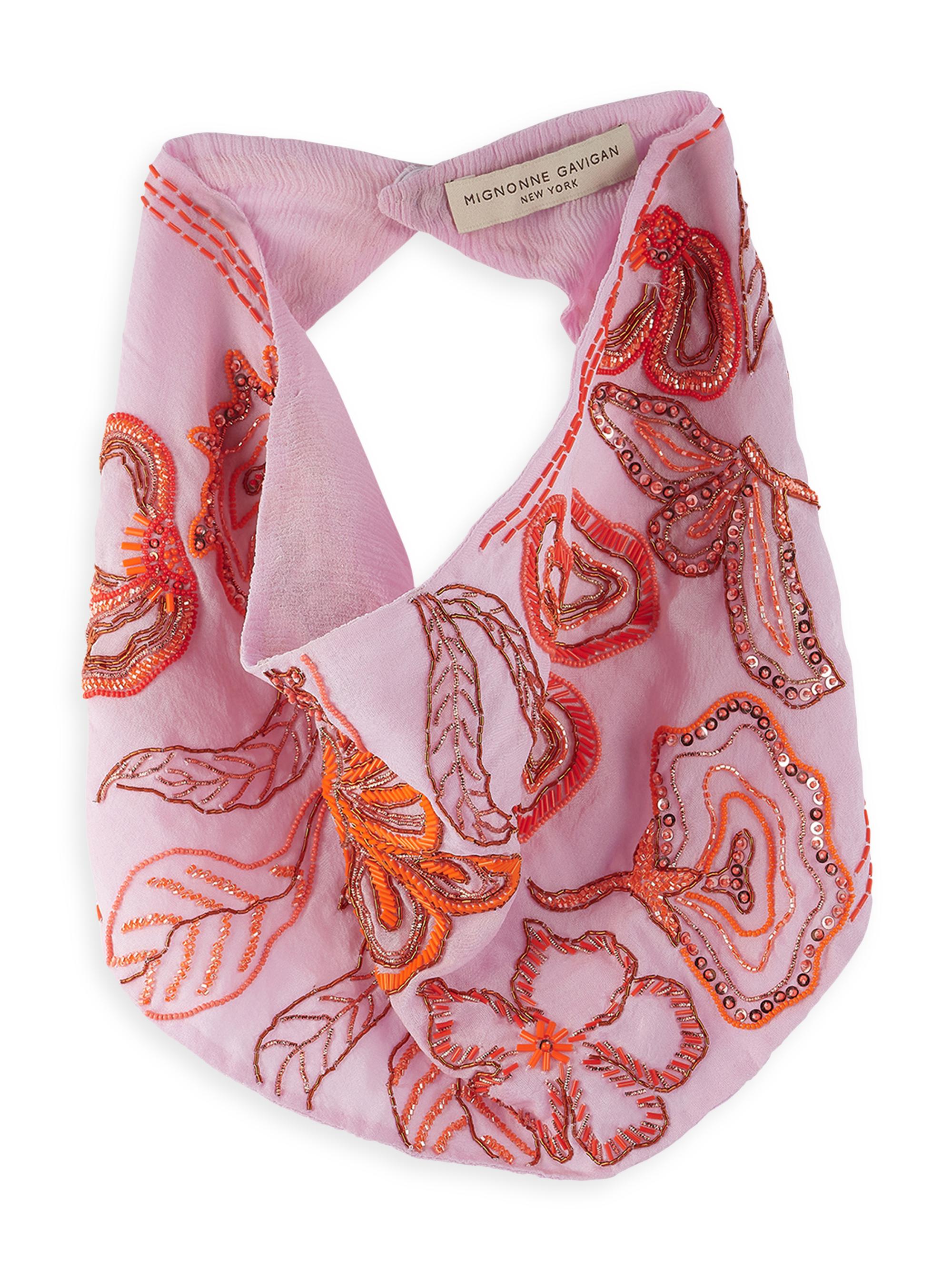 Mignonne Gavigan Women's Amina Beaded Silk Chiffon Scarf Necklace - Pink