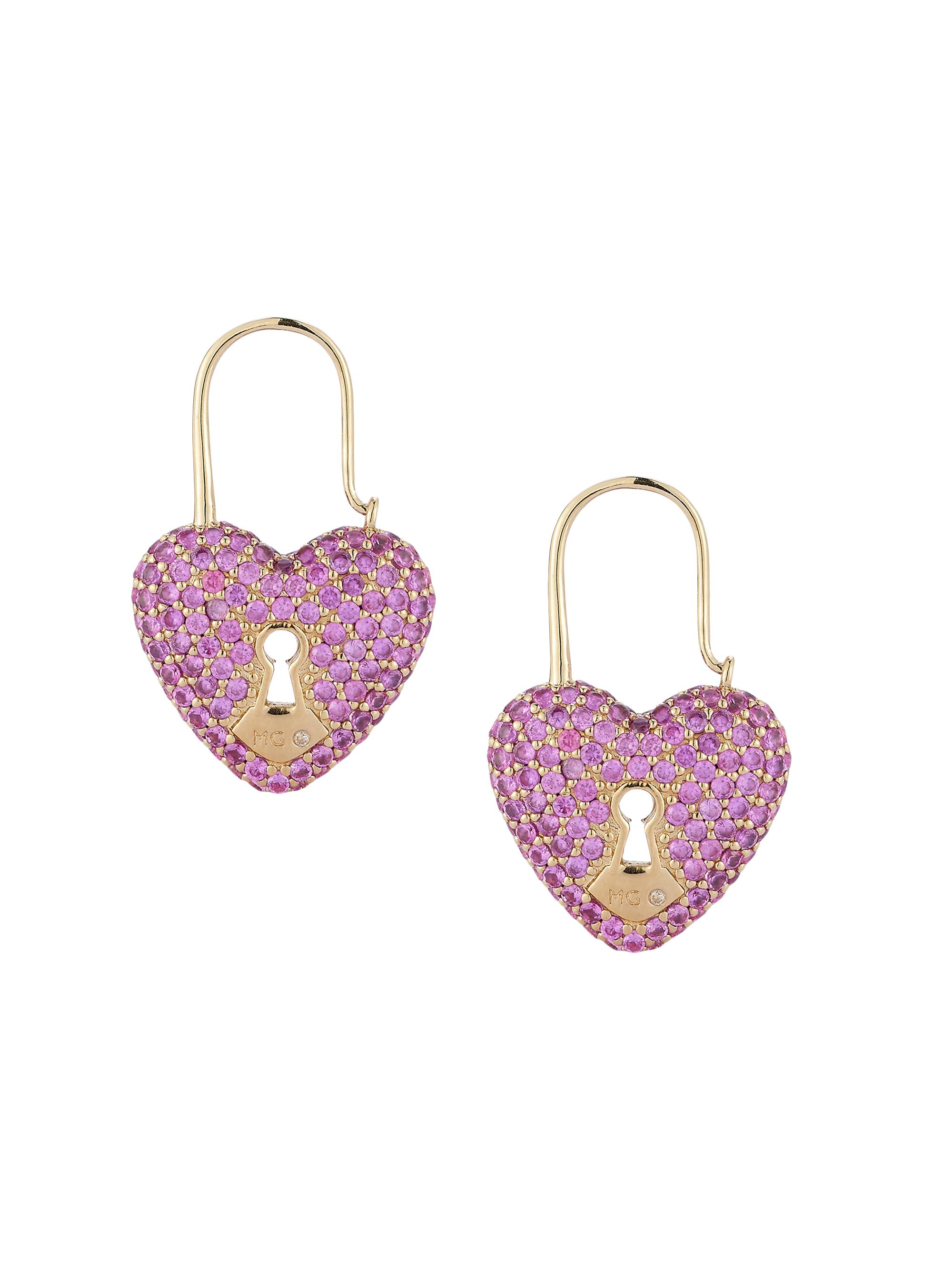 Mignonne Gavigan Women's Love Story 14K-Gold-Plated & Cubic Zirconia Padlock Earrings - Pink
