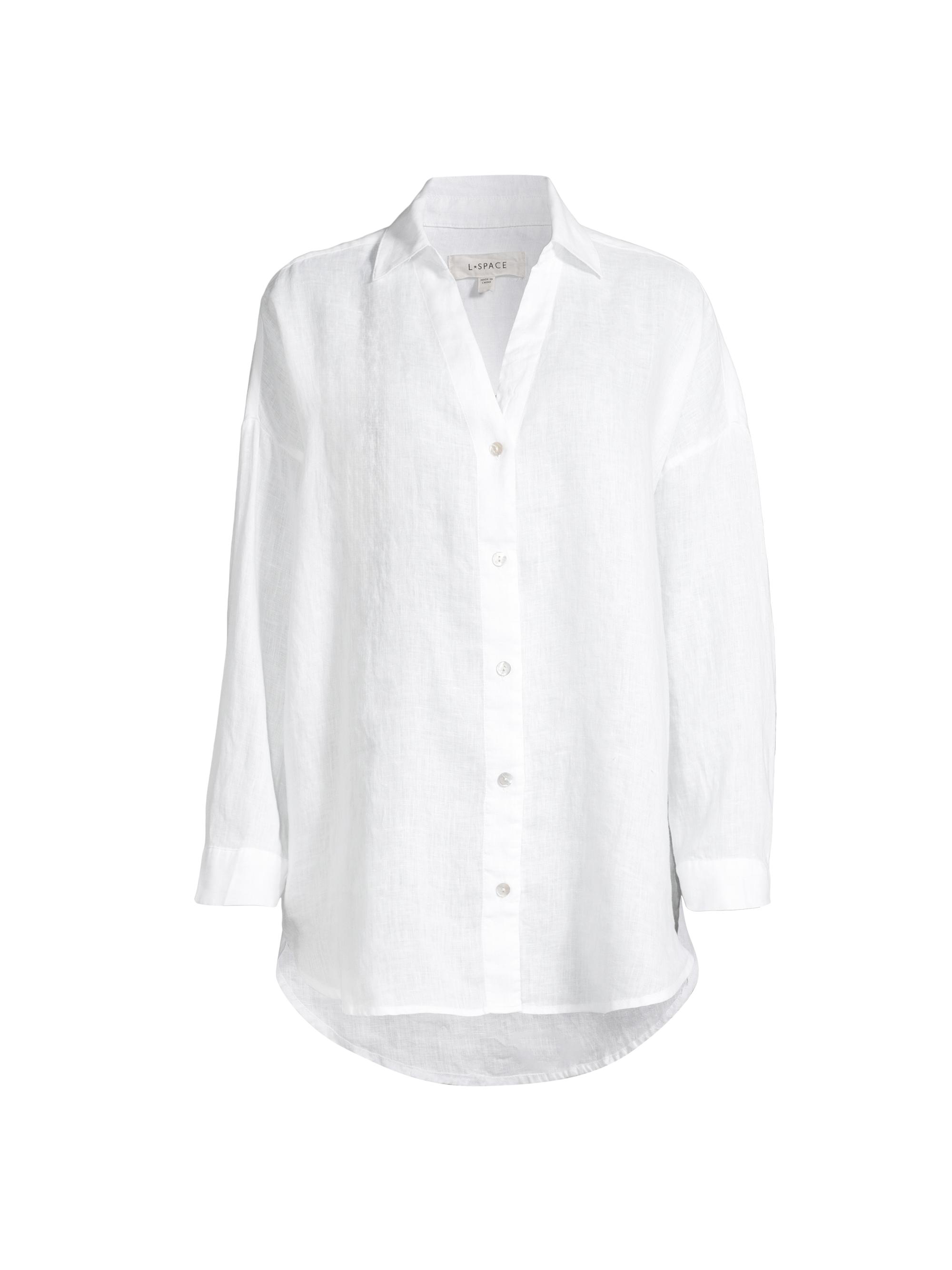 LSpace Women's Rio Linen Oversized Button-Up Tunic - White