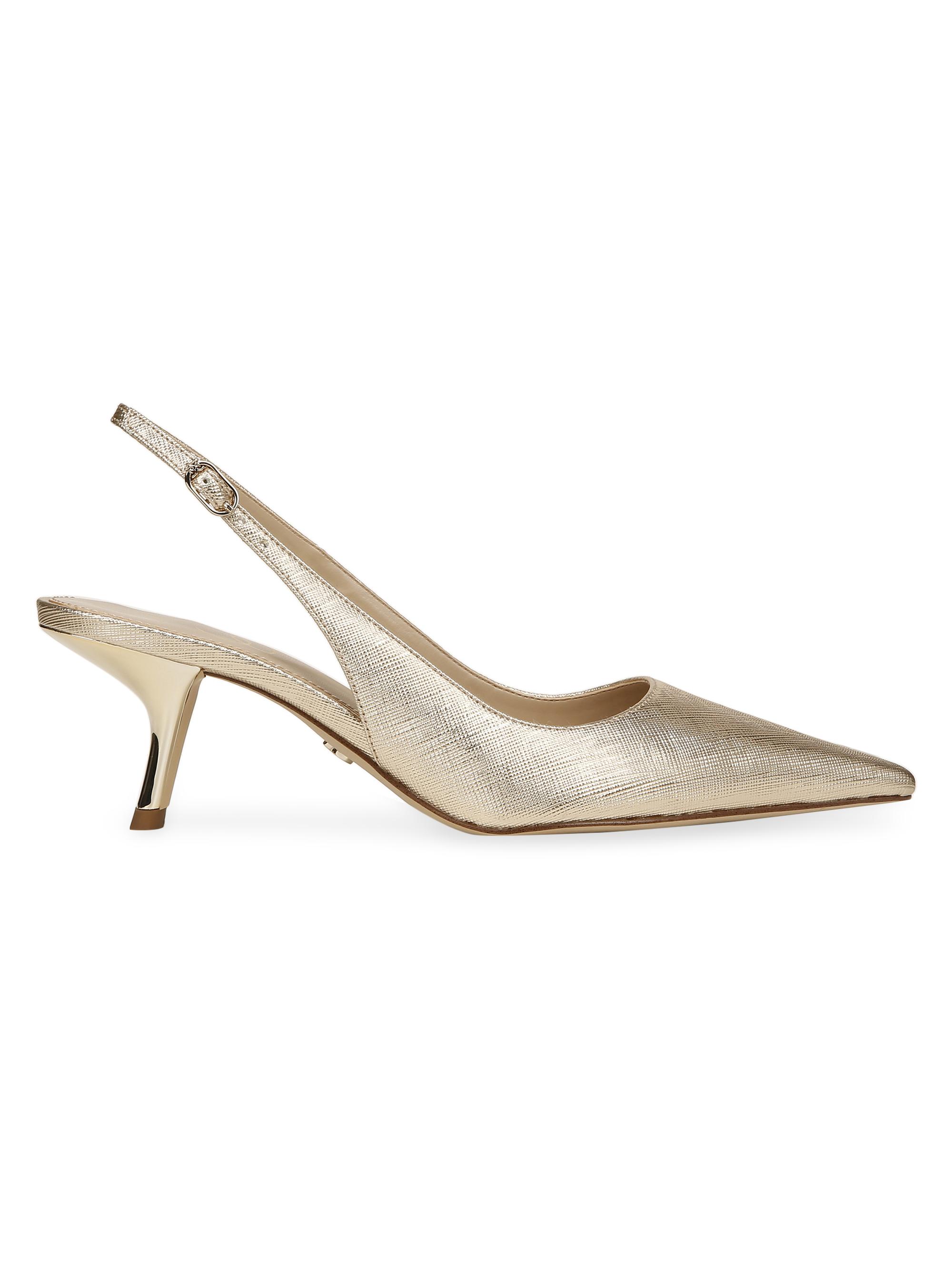 Sam Edelman Women's Bianka 65MM Metallic Leather Slingback Pumps - Gold Leaf