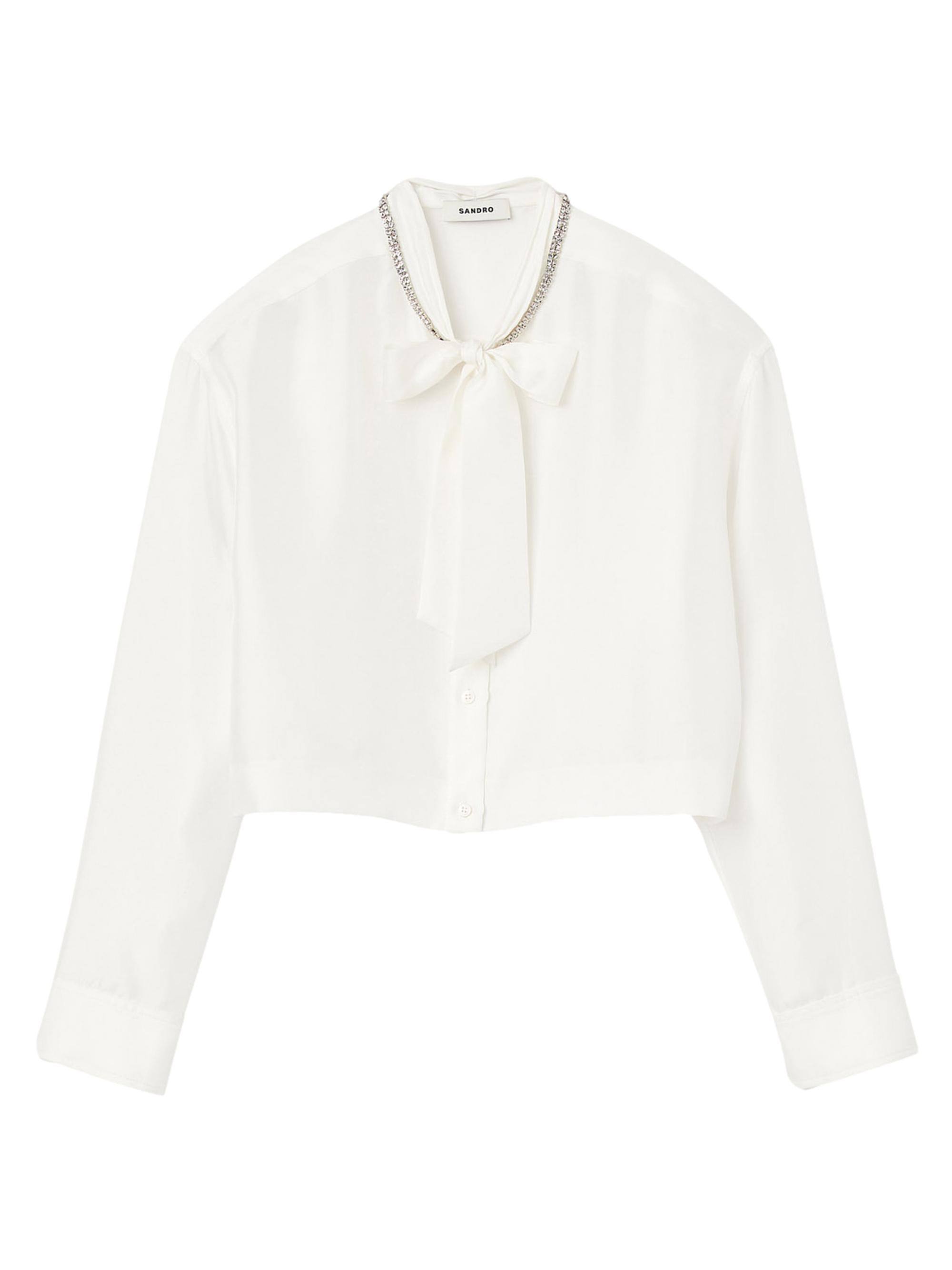 Sandro Women's Short Silk Shirt - Ecru