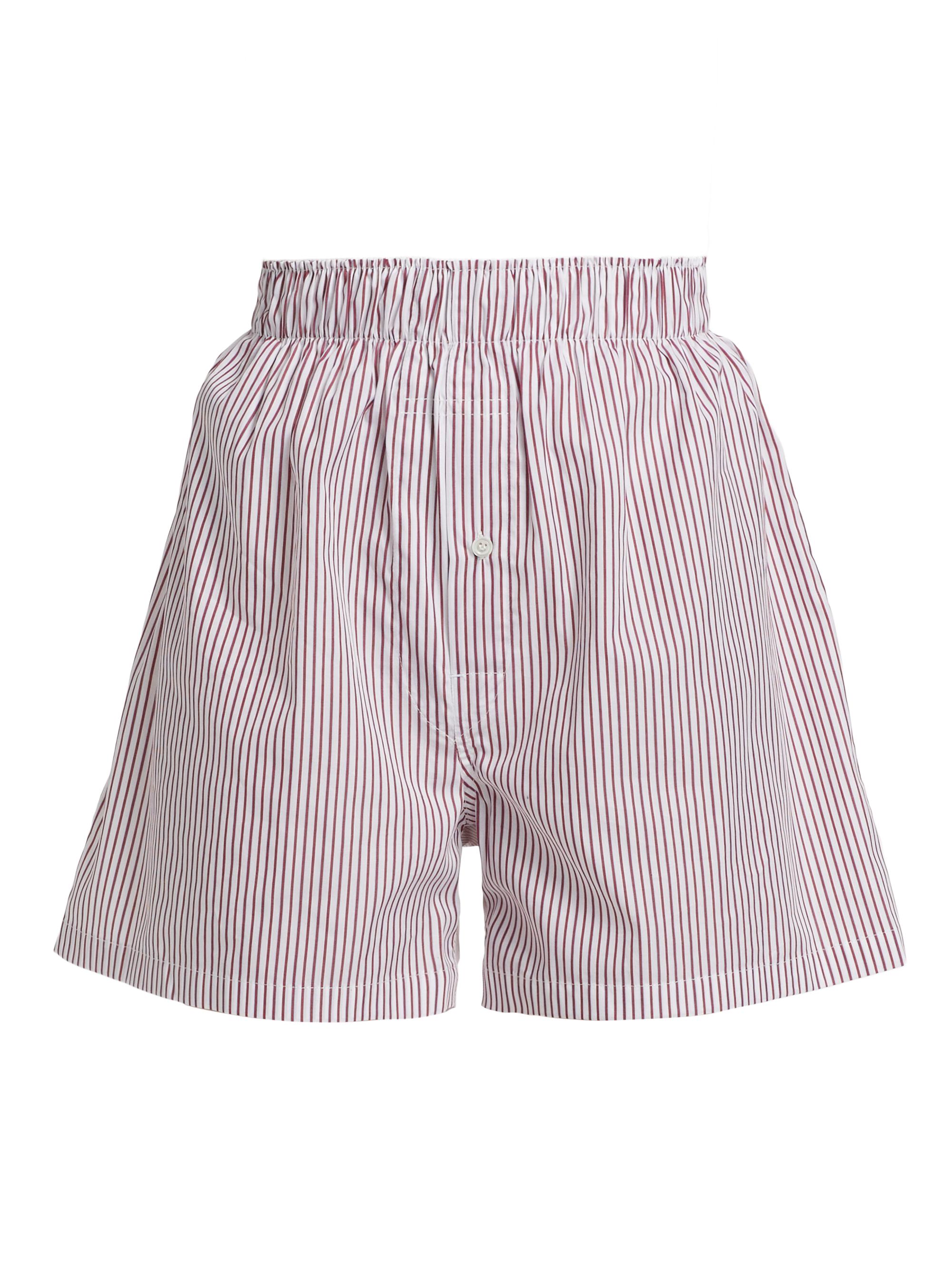 Maison Margiela Women's Striped Cotton Shorts - Red White
