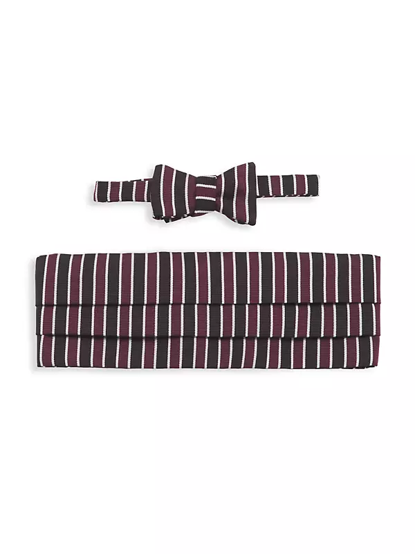 Silk Striped Bow Tie & Cummerbund Set