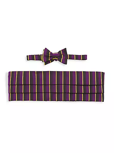 Gucci Bow Tie Gray Yellow Stripes Design - Self Tie Bow Tie Sale