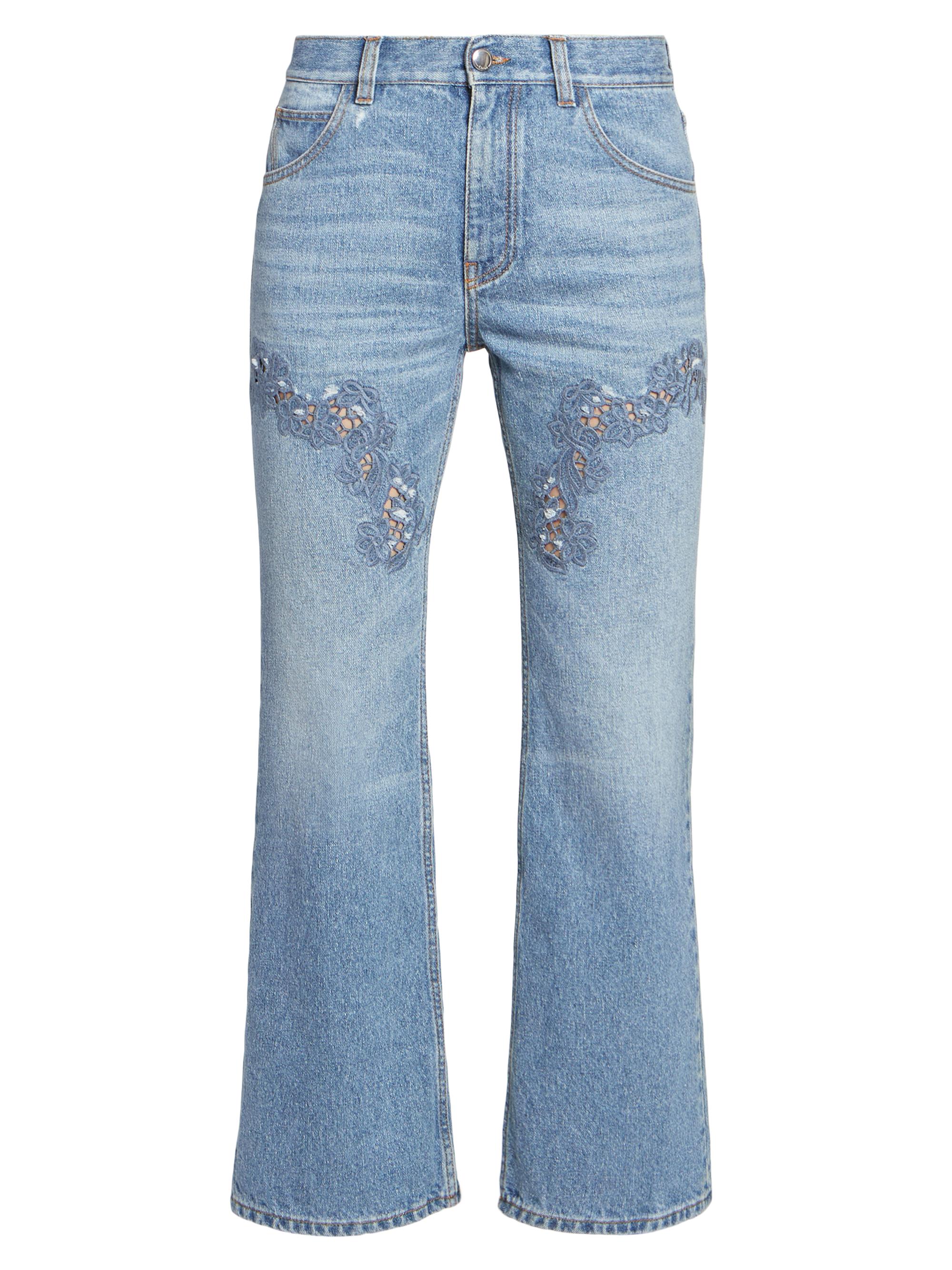 Chloé Lace-Detailed Straight Crop Jeans | Saks Fifth Avenue