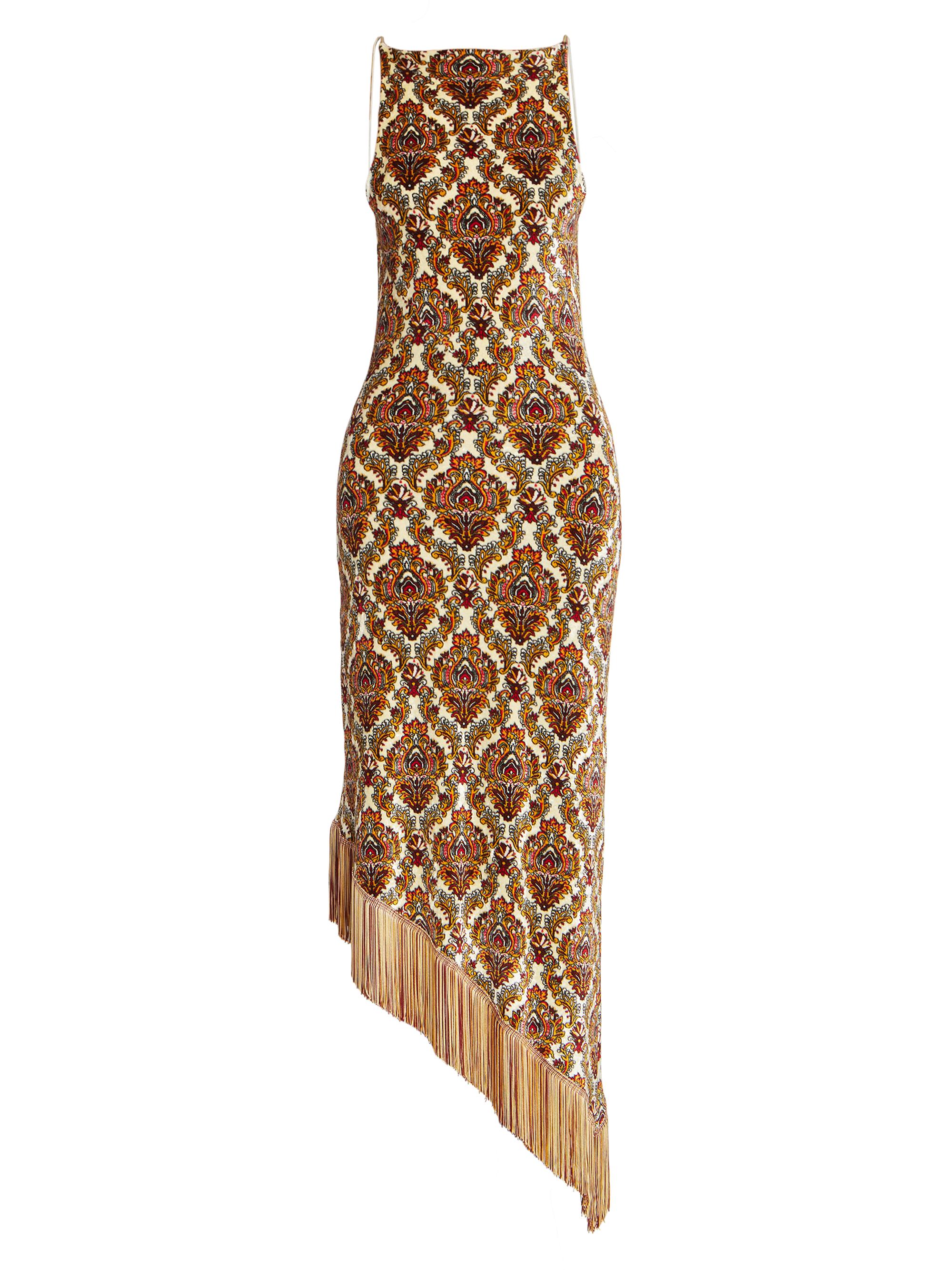 knee length dresses for ladies Damask Maxi Dress - Black