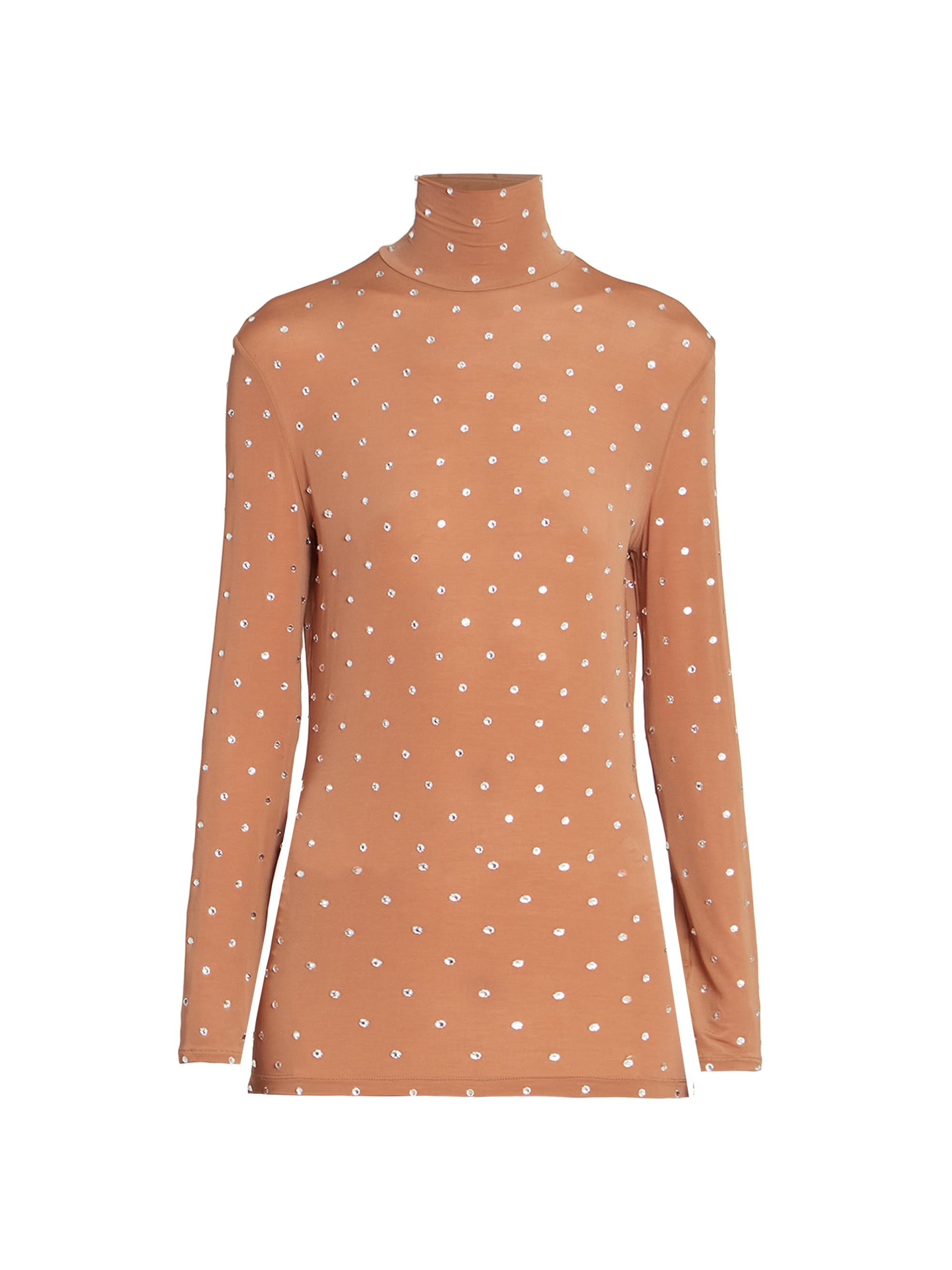 Rabanne Women's Embellished Turtleneck Top - Caramel