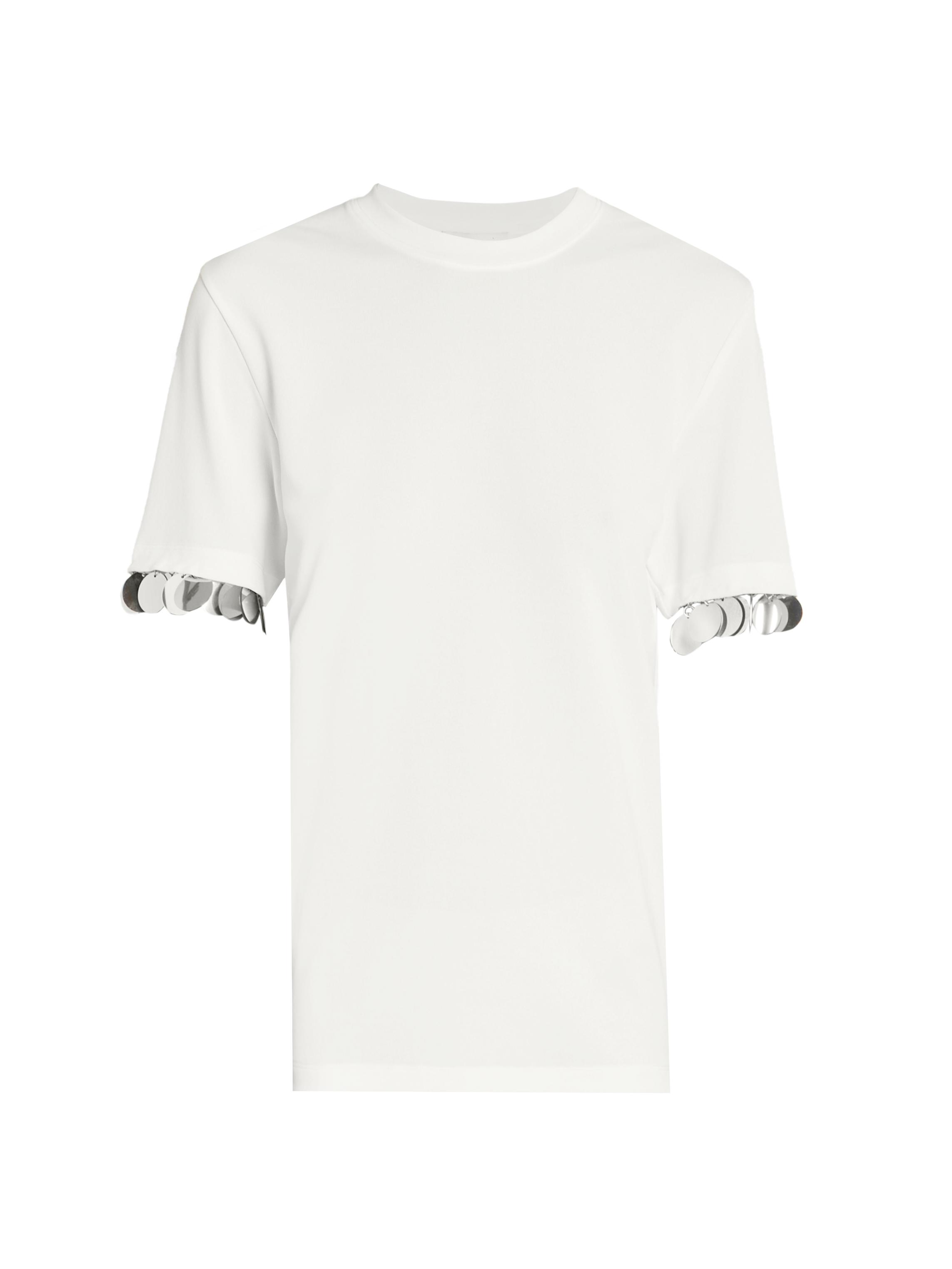 Rabanne Women's Embellished Cuff T-Shirt - White
