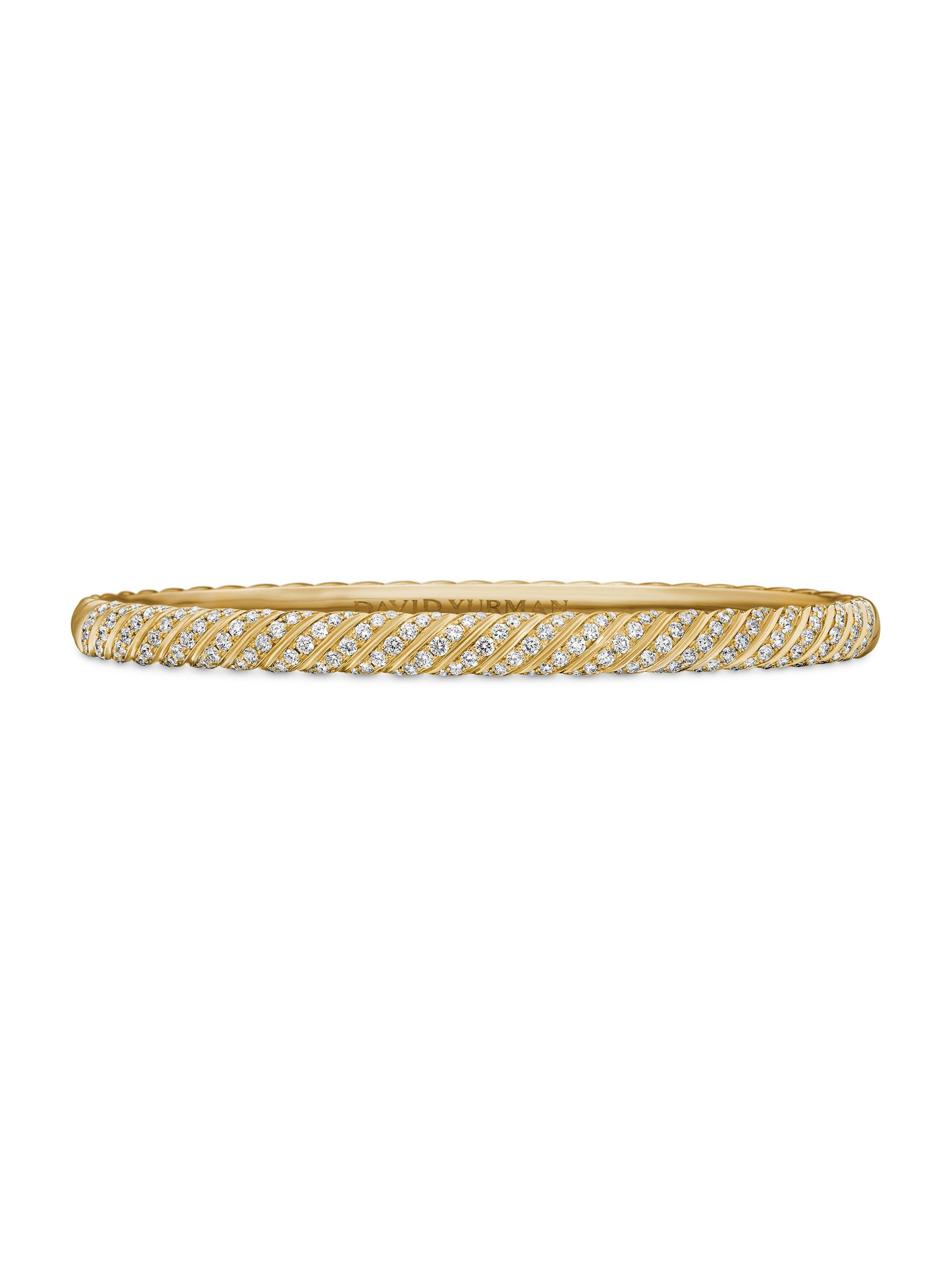 David Yurman Women's Sculpted Cable Bangle Bracelet In 18K Yellow Gold - Diamond