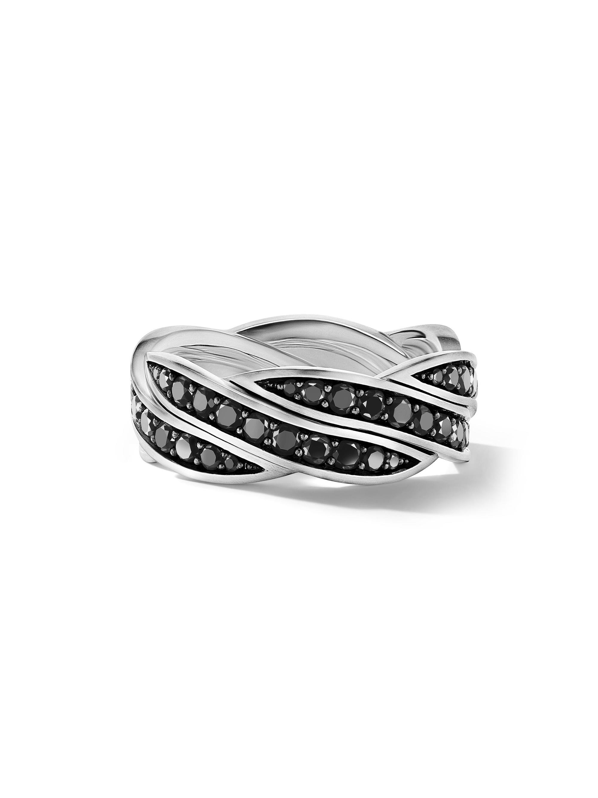 David Yurman Men's DY Helios Band Ring In Sterling Silver - Black Diamond