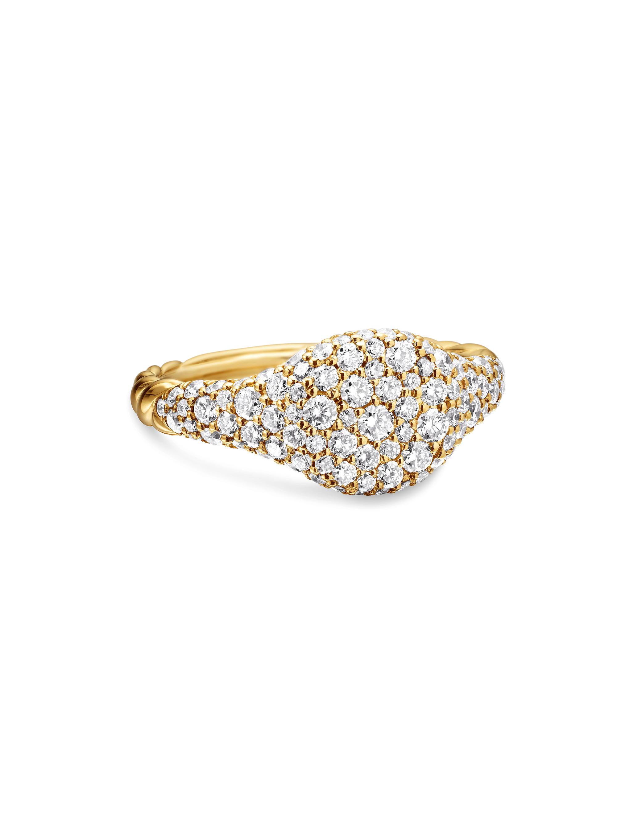 David Yurman Women's Petite Pave Pinky Ring In 18K Yellow Gold - Gold
