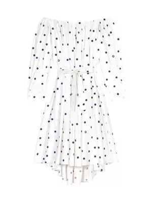 Maje Women's Shirt Dress with Bardot Neckline - Navy White