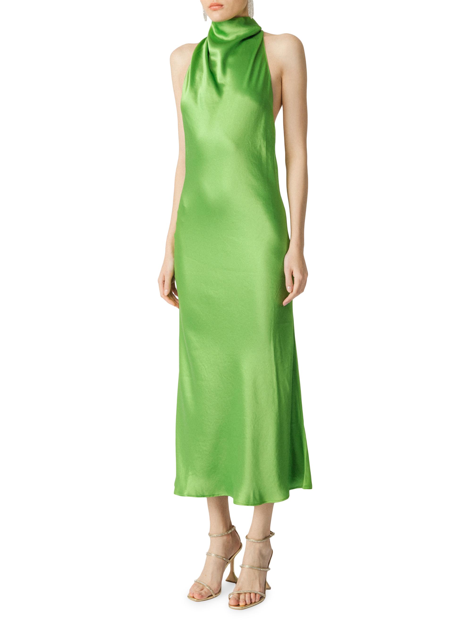 slim fit dress slacks Siaoryne Amazing Apple green Satin Prom Dress ,Buttons Bustier A-Line main image 1