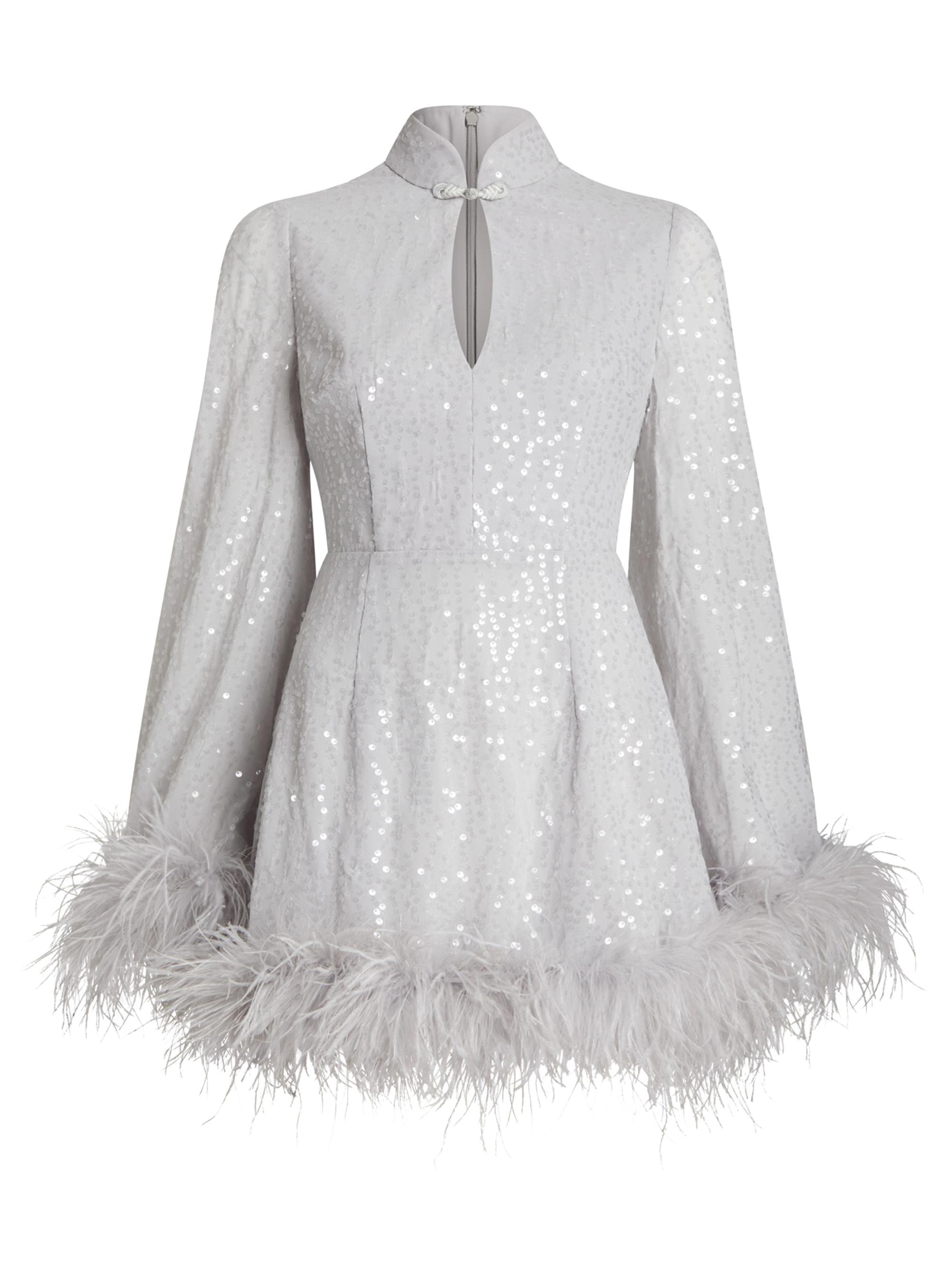 Sau Lee Bianca Sequin Feather-Trim Minidress | Saks Fifth Avenue