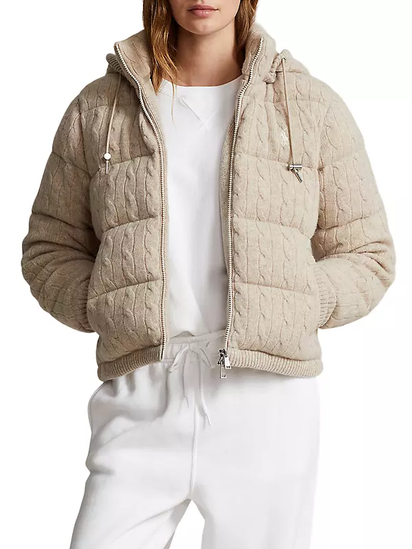 Wool sweater jacket - cable knit side zip jacket