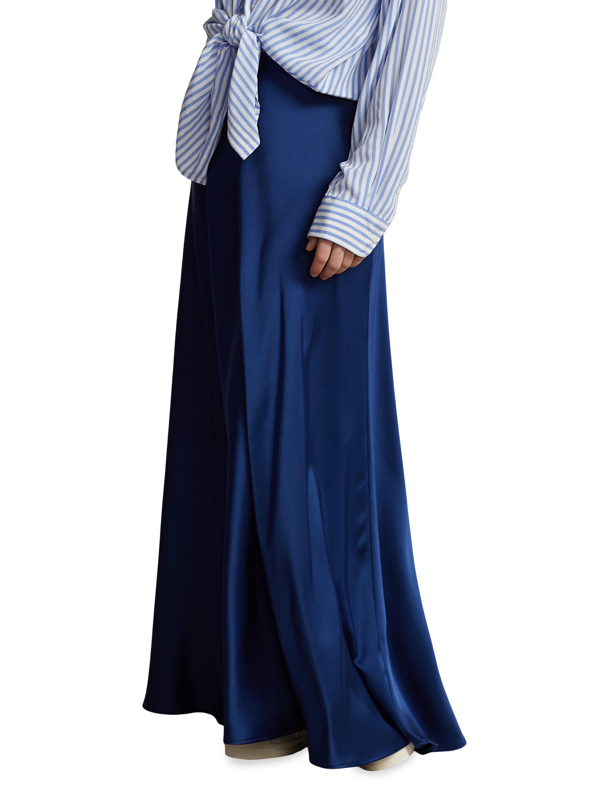 RALPH LAUREN 千鳥柄シルクロングスカート ネイビー Polo Ralph Lauren Maxi Satin Skirt | Saks Fifth Avenue