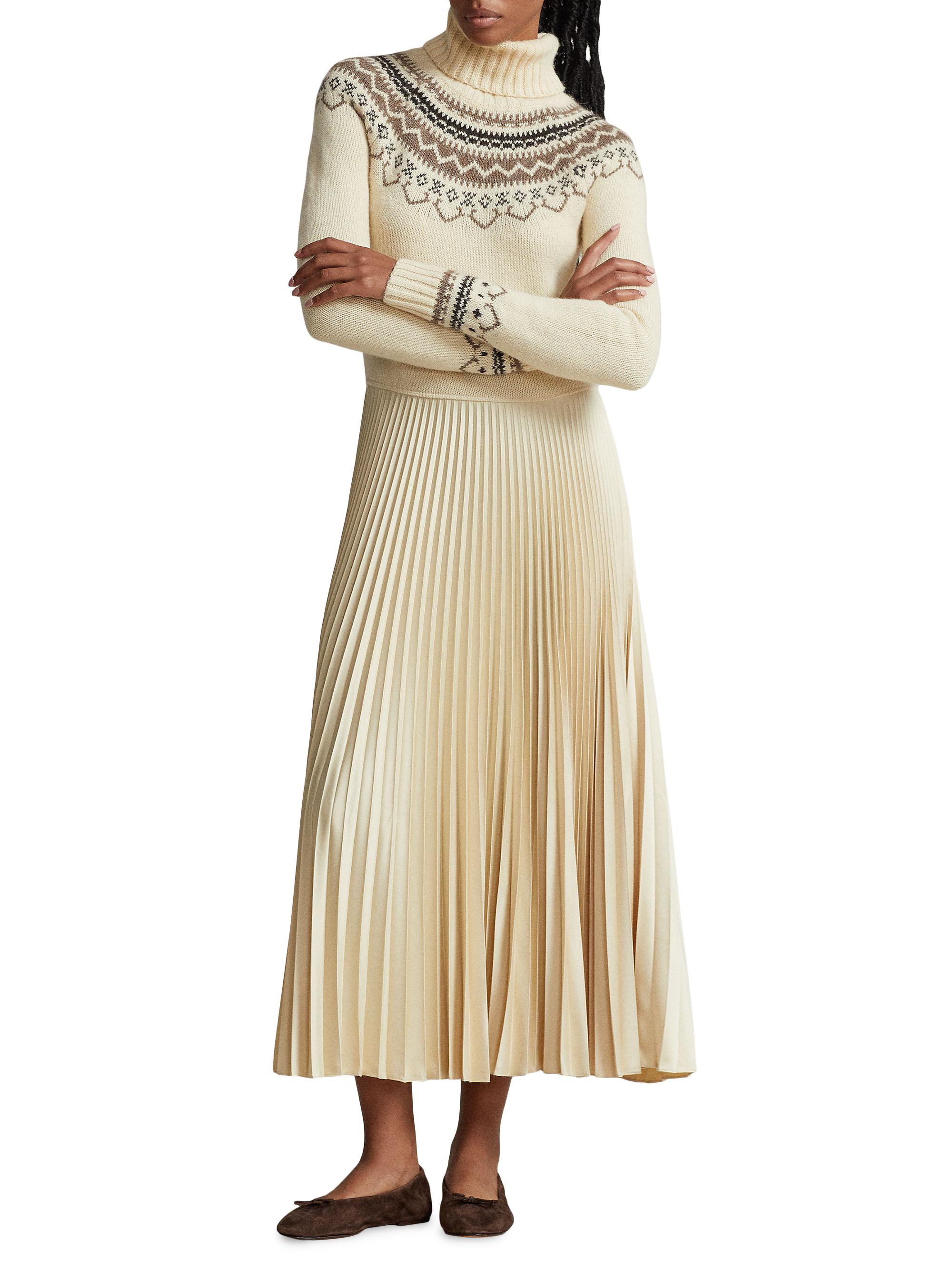 open lace back dress Pleated Sweater Dress main image 0