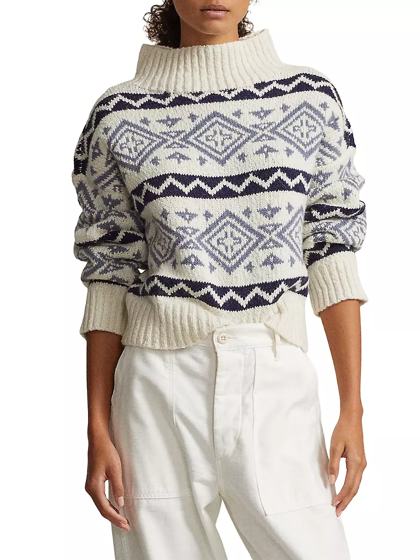 Polo Ralph Lauren Fair Isle Collared Sweater Beige/Multi Wool