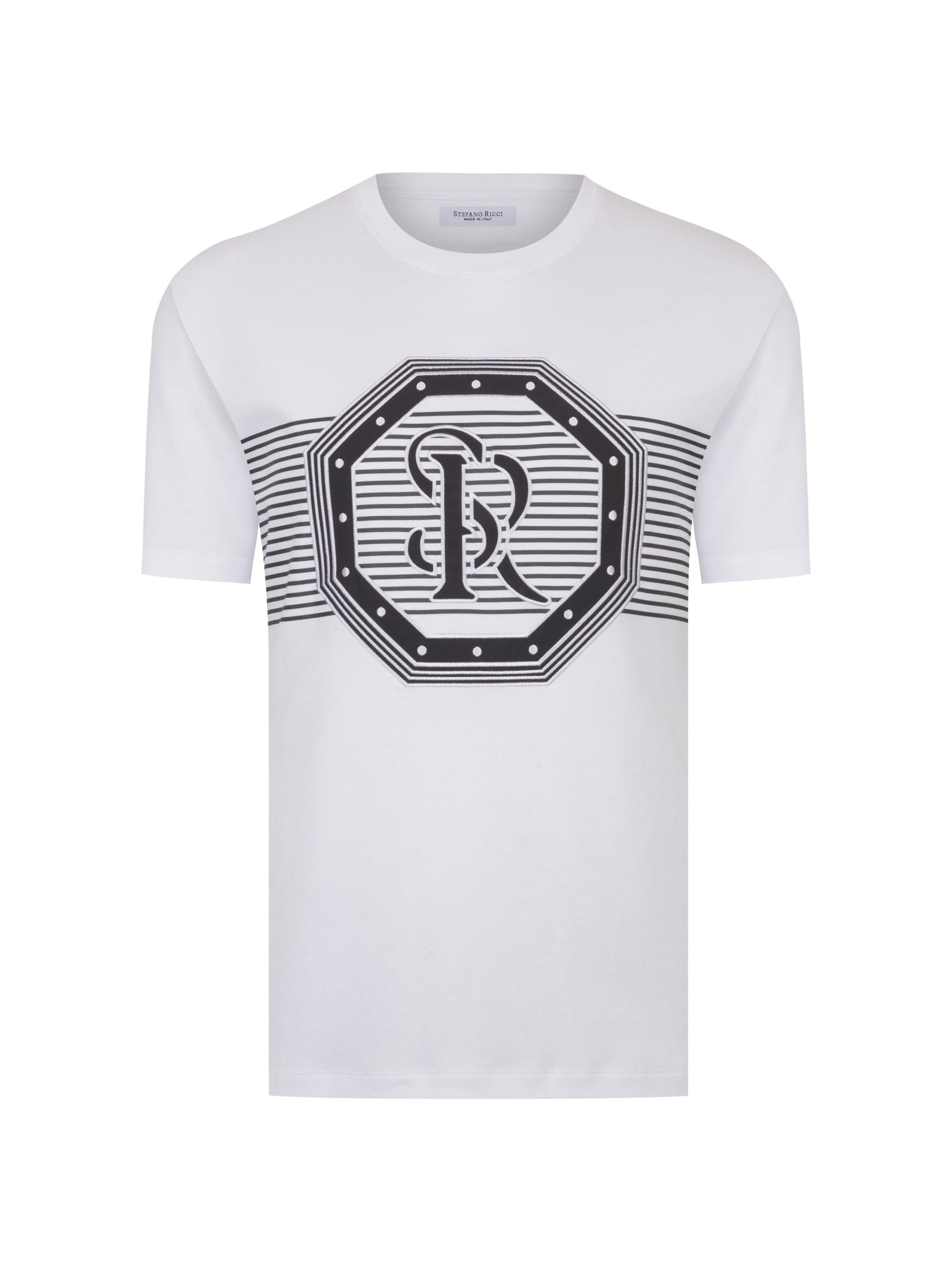 Stefano Ricci Men's Crewneck T-Shirt - White Black