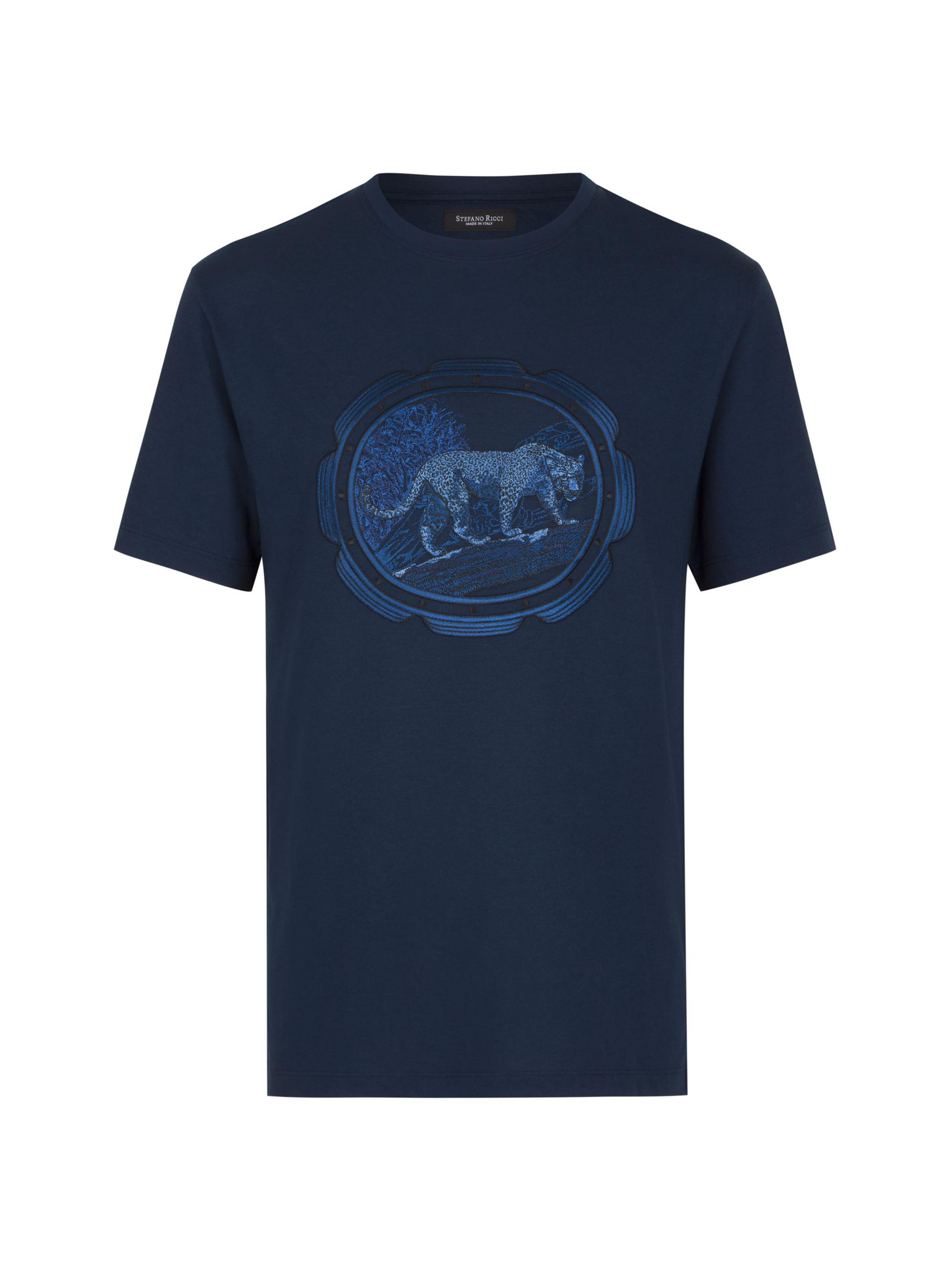 Stefano Ricci Men's Crewneck T-Shirt - Blue