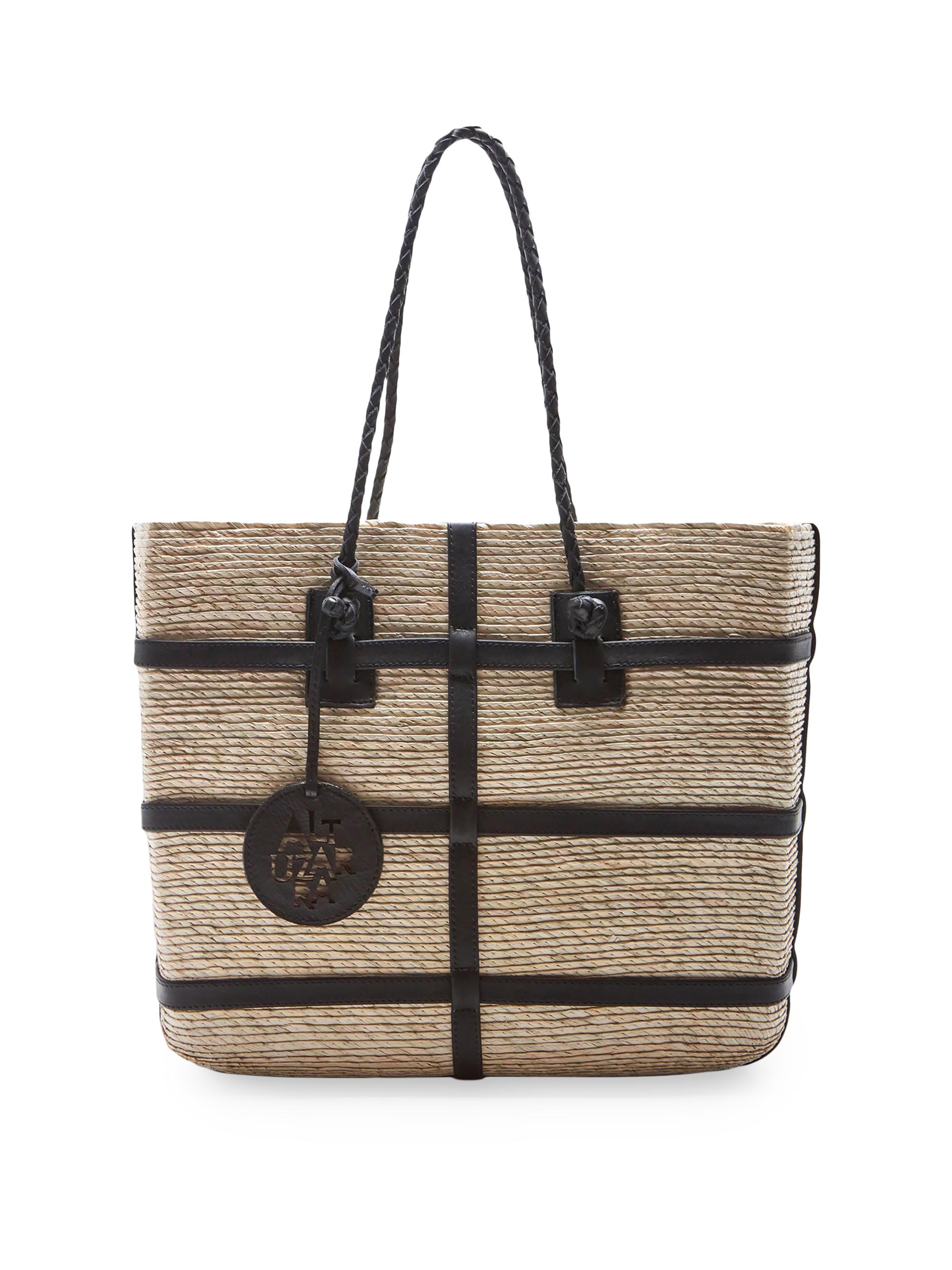 Altuzarra Women's Watermill Straw & Leather Tote Bag - Natural Black