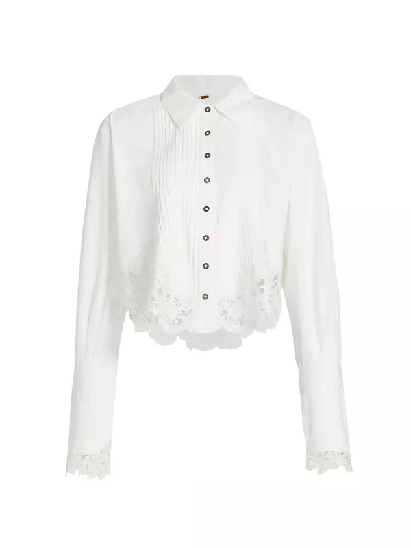 Saks Avenue People Cotton Lace-Trimmed On Free Fifth Hooked You Shop Shirt |
