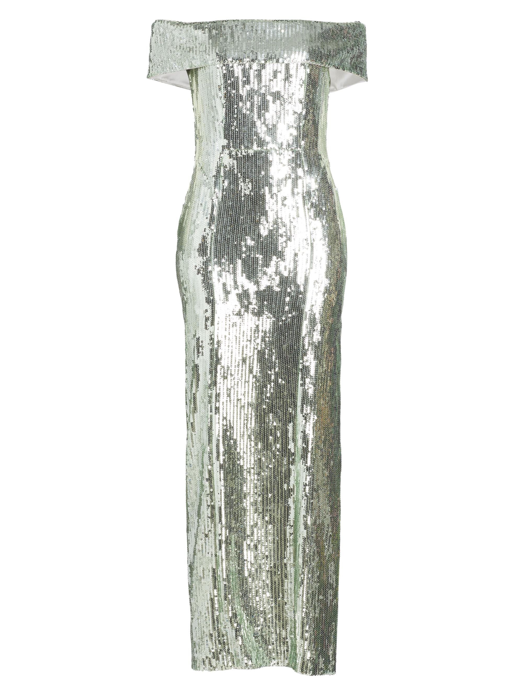 Galvan London Women's Glencoe Sequined Off-The-Shoulder Gown - Seaglass