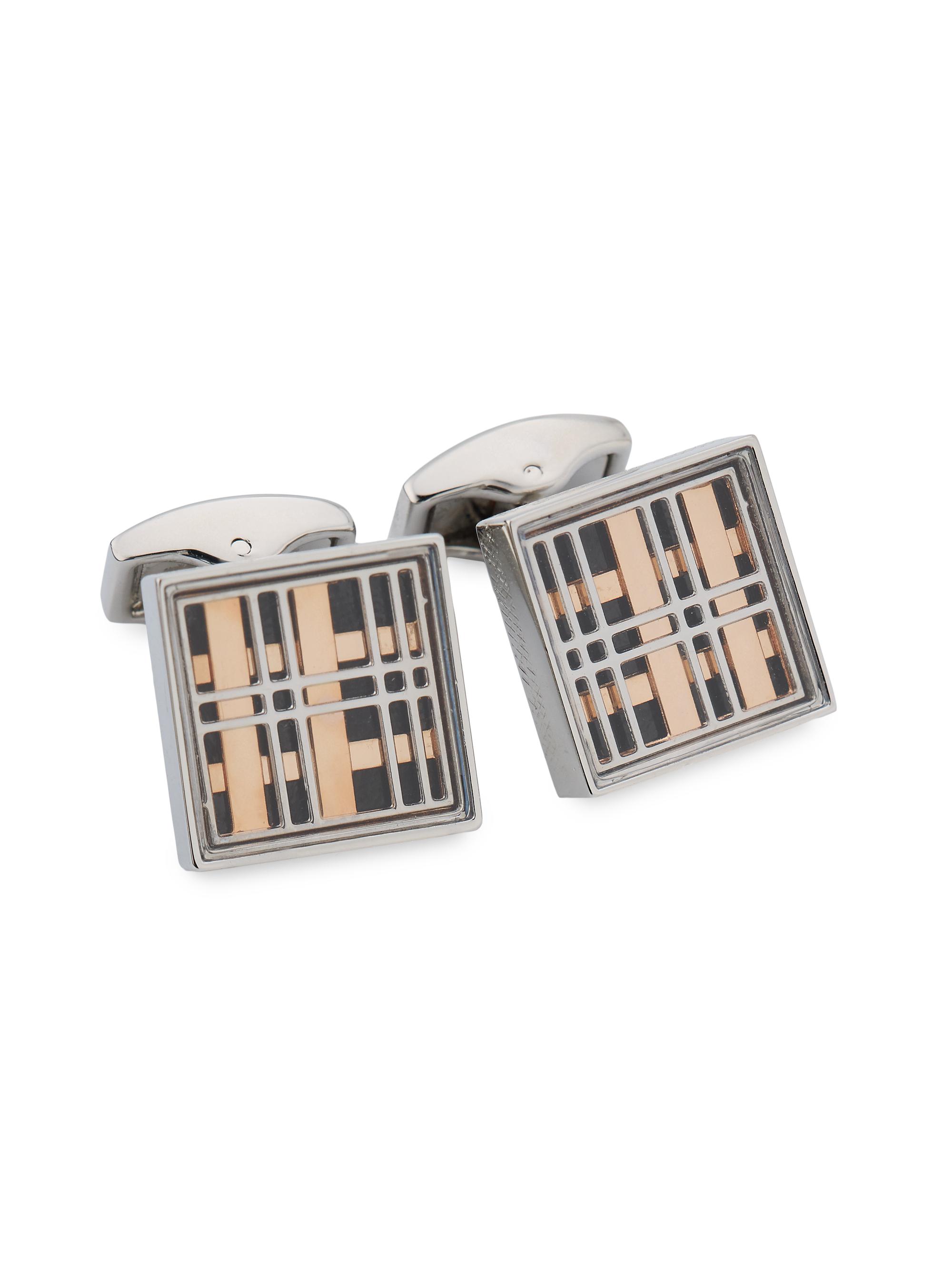 Tateossian Men's Prince of Wales Tweed Cufflinks - Rose Gold