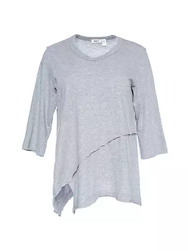 Lucky Brand Women's Long Sleeve Scoop Neck Ruffle Bib Top Shirt, Heather  Grey, Small : : Fashion
