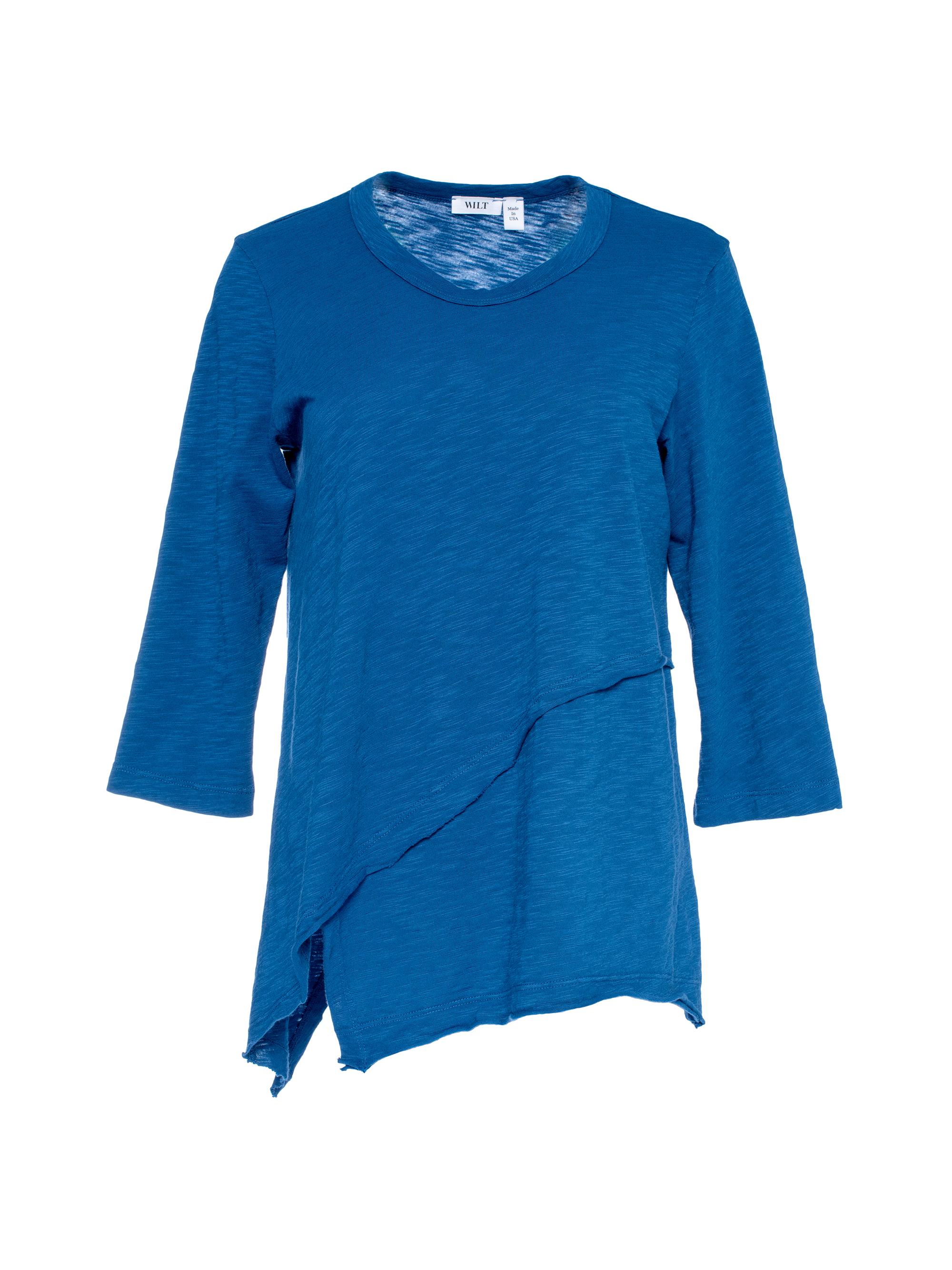 Wilt Women's Three-Quarter Sleeve Cross Over Hem Shirt - Grey Heather