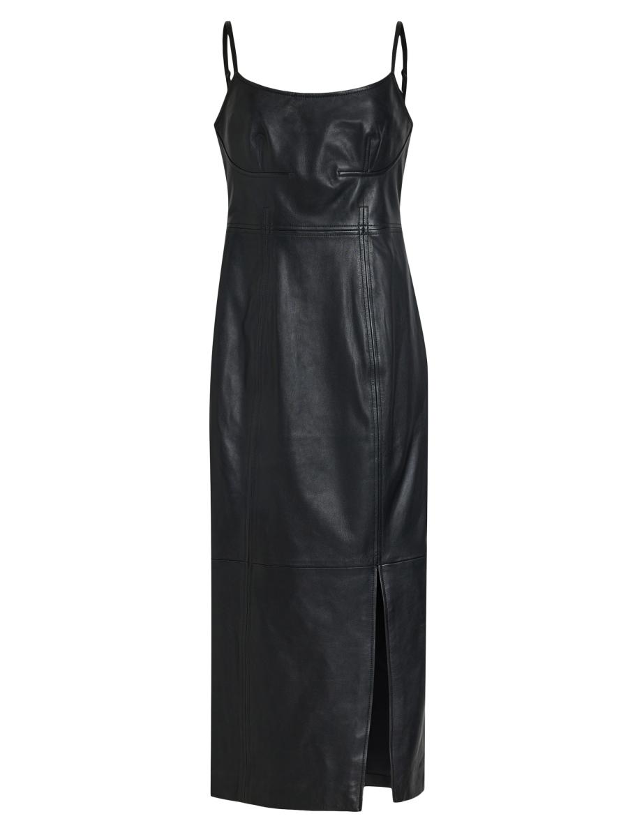 chinese dress ladies AllSaints Kadi Leather Dress Black Size US 2 Long Sleeve Mini NEW –  Celebrity Owned main image 0