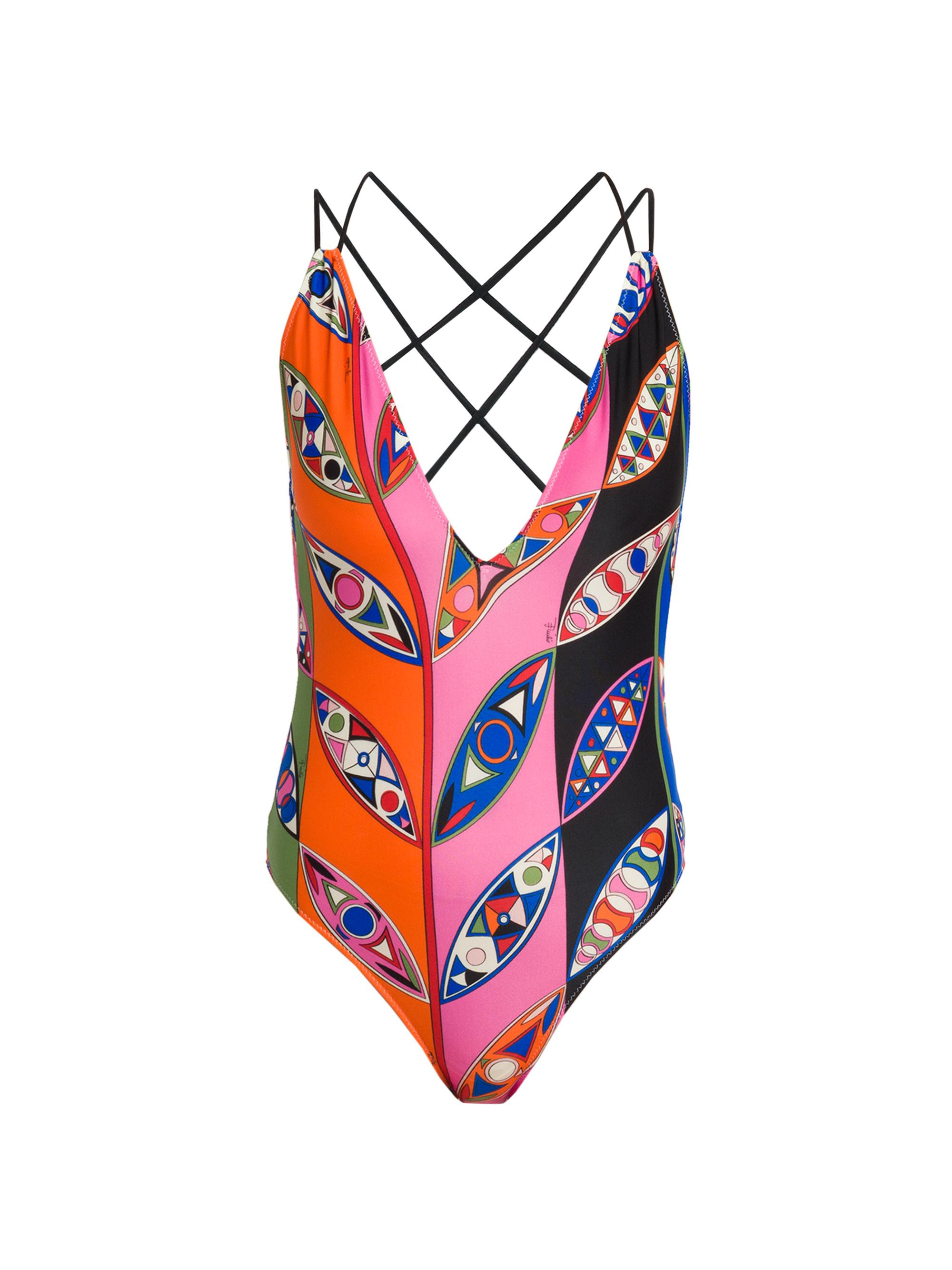 Pucci Women's Crisscrossed One-Piece Swimsuit - Blue Fuchsia