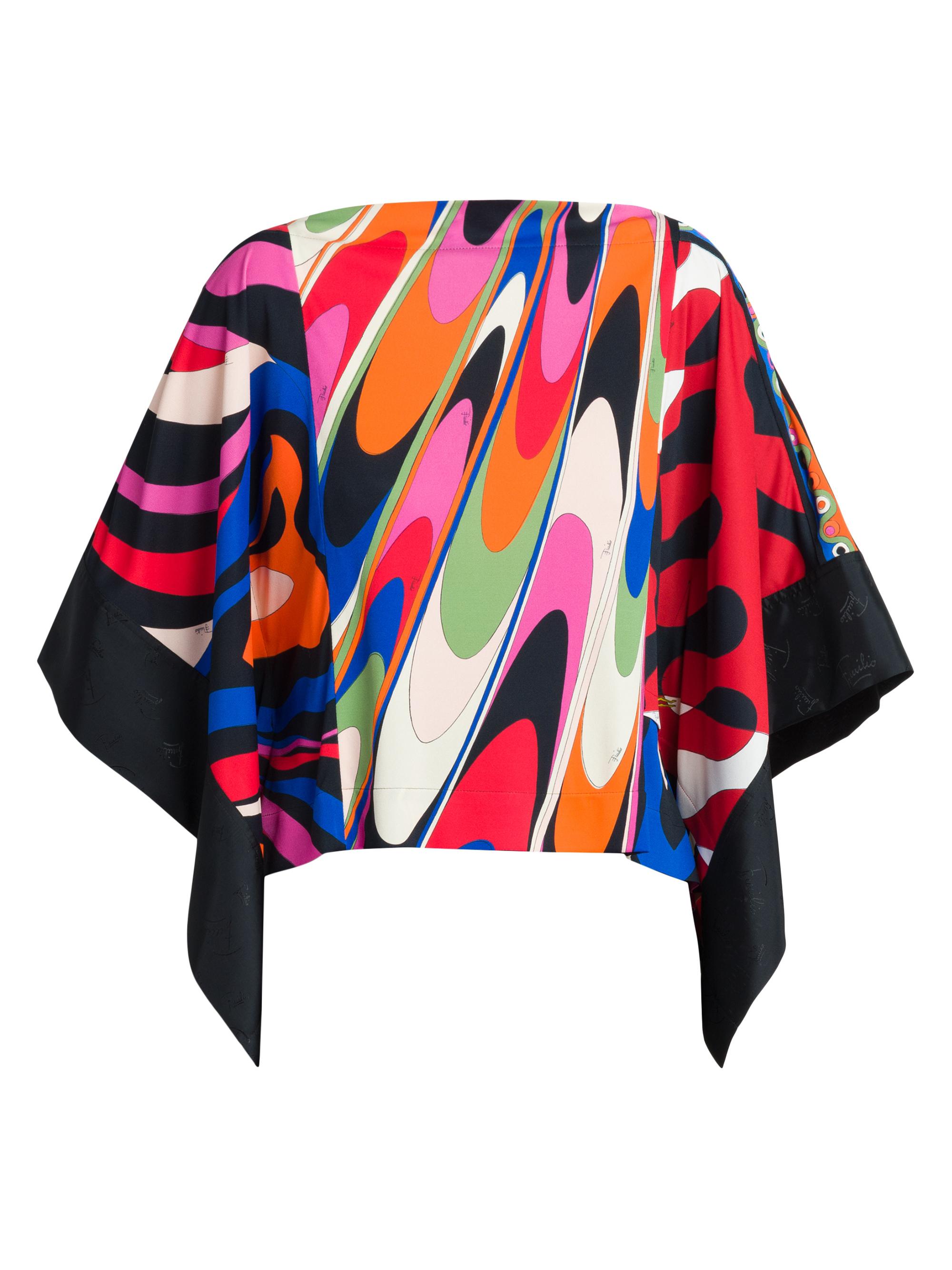Pucci Women's Printed Cape-Sleeve Top - Blue Fuchsia