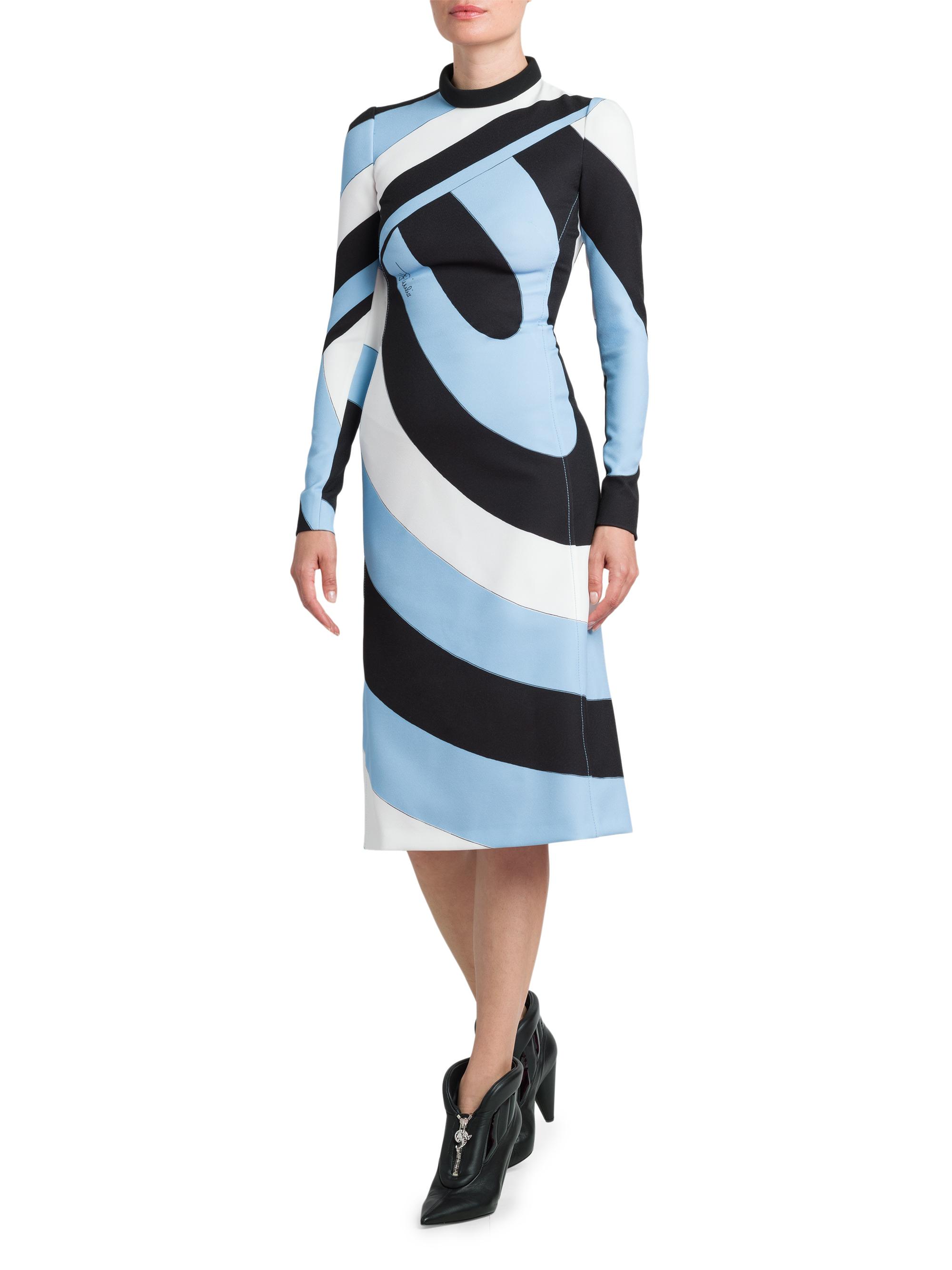 Pucci Printed Long-Sleeve Midi-Dress | Saks Fifth Avenue