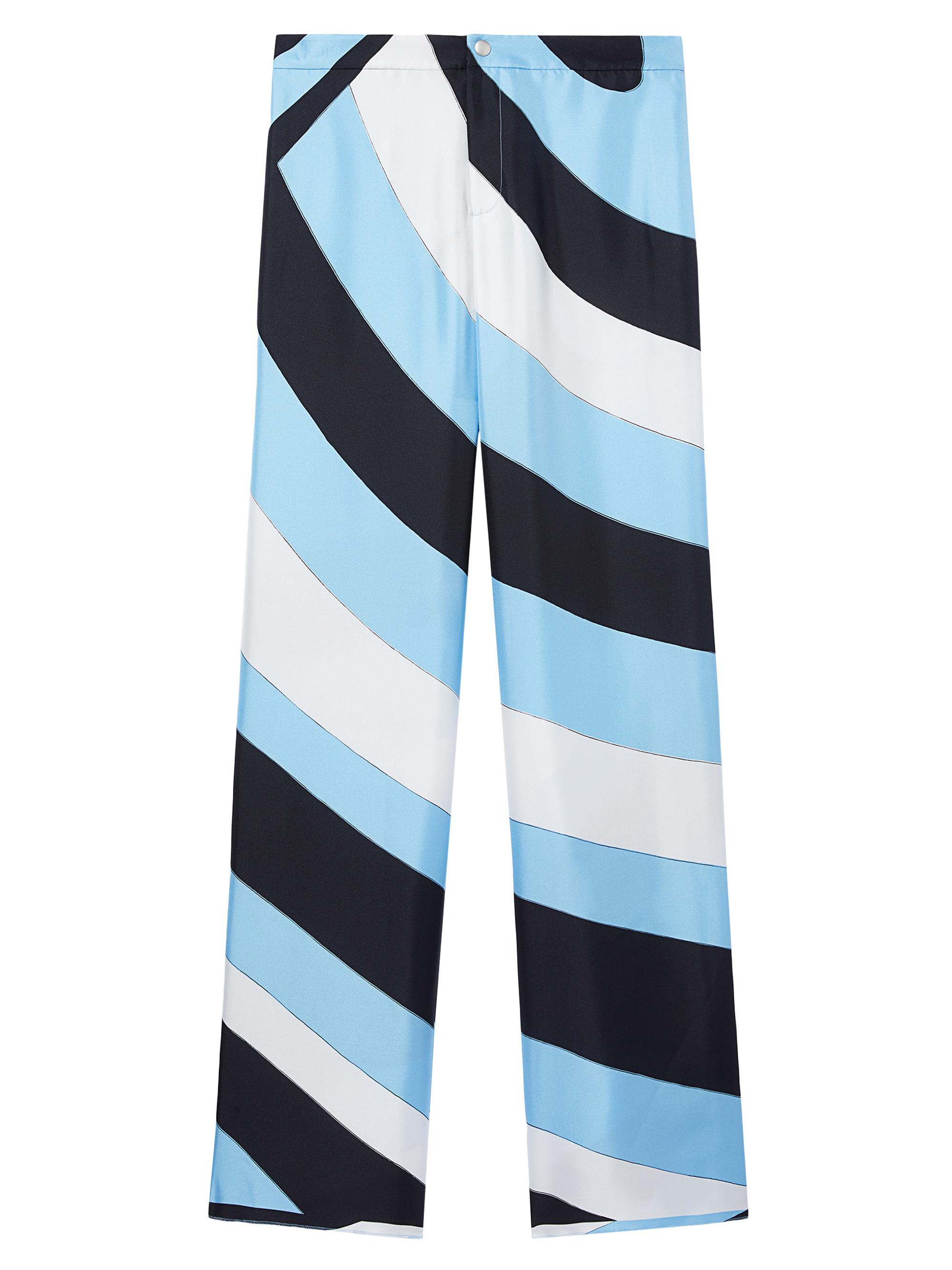 Pucci Women's Printed Wide-Leg Silk Trousers - Nero Azzurro