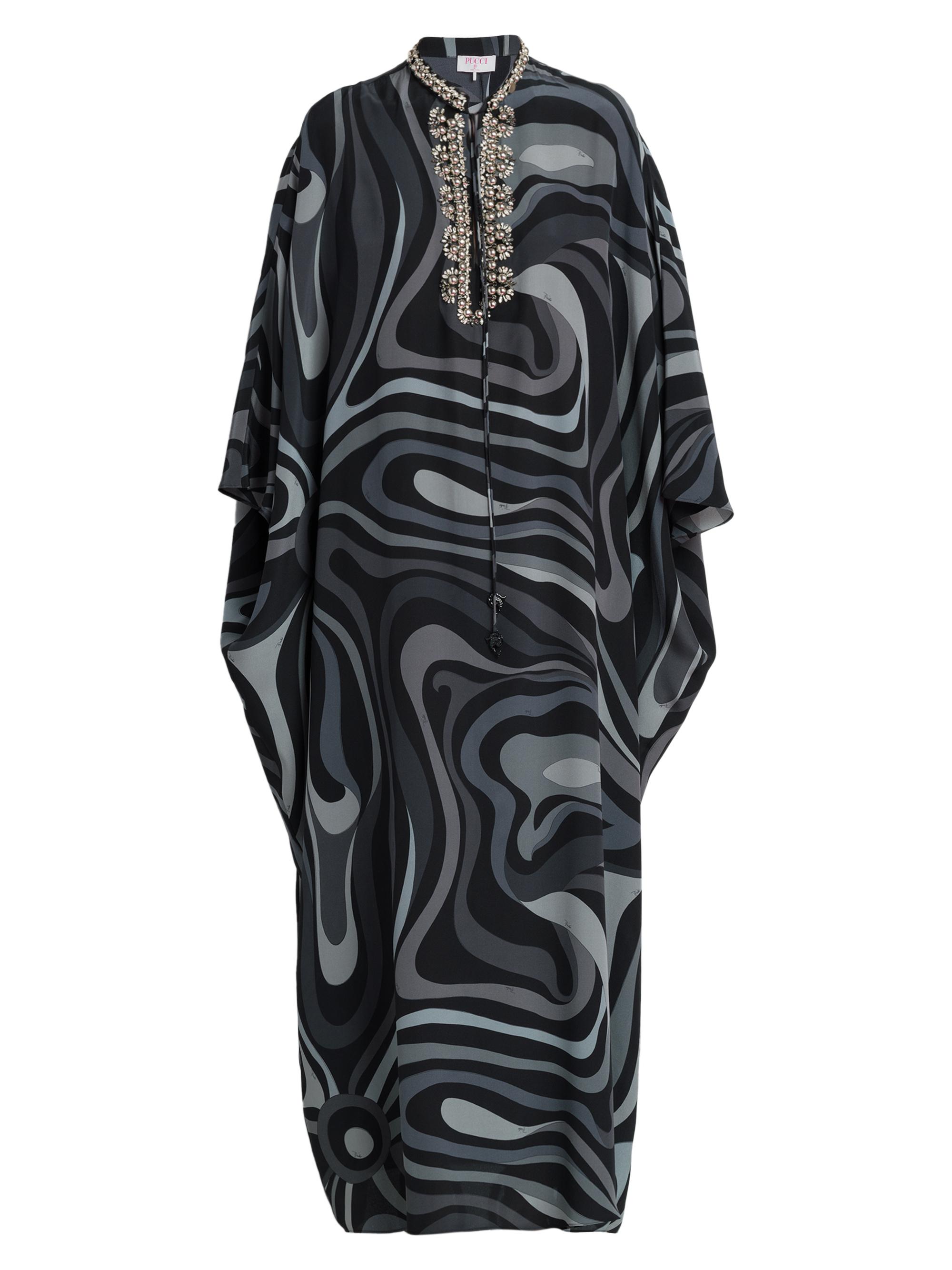 Pucci Women's Crystal-Embellished Silk Caftan - Grigio Nero