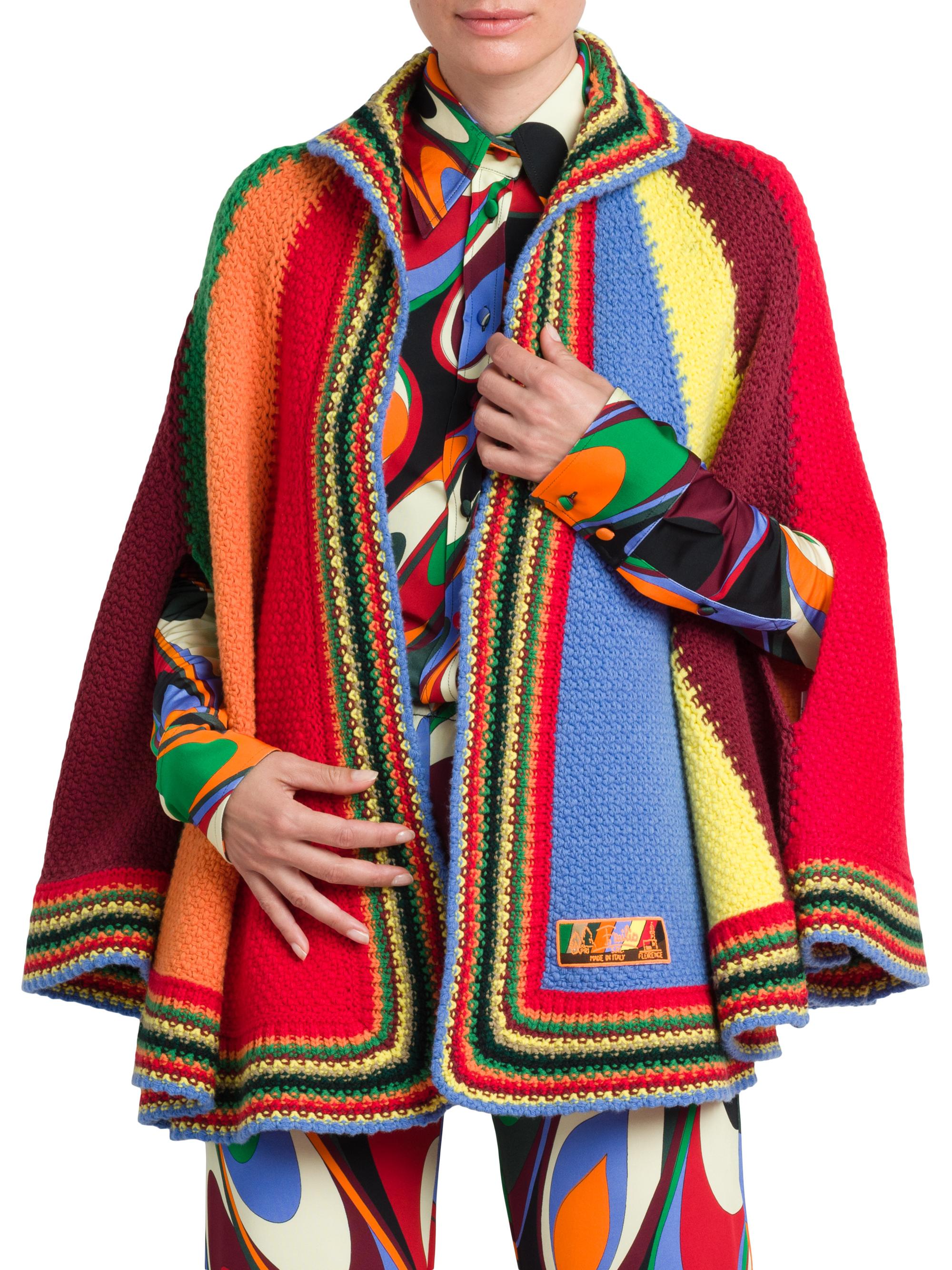 Pucci Striped Knit Wool Cape | Saks Fifth Avenue