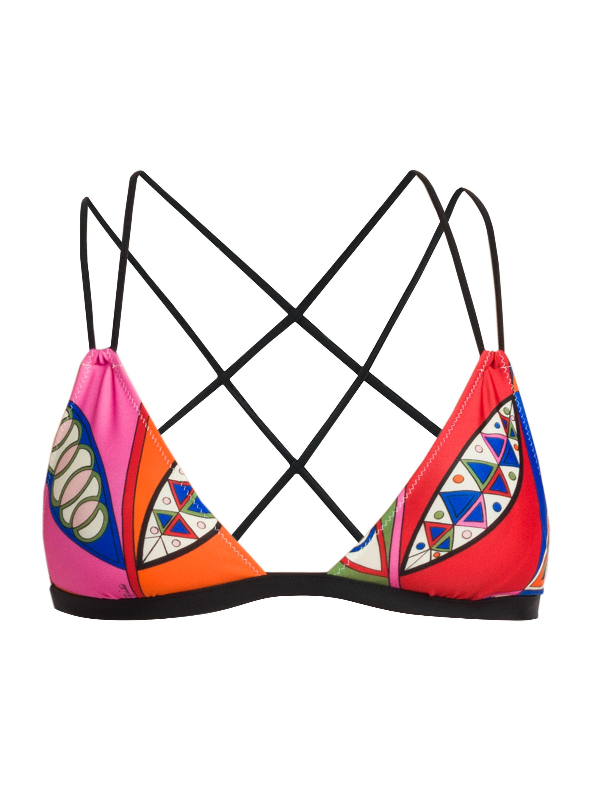 Pucci Women's Printed Crisscrossed Bikini Top - Blue Fuchsia